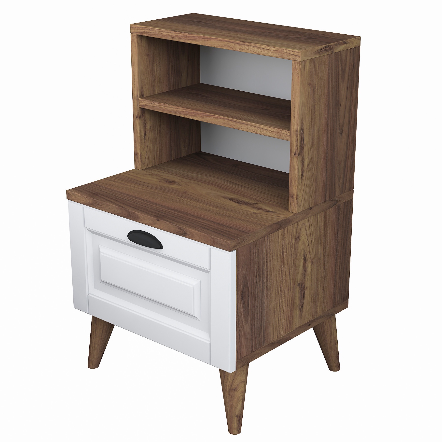 Szafka nocna Cramation biała-orzech - zdjęcie 1