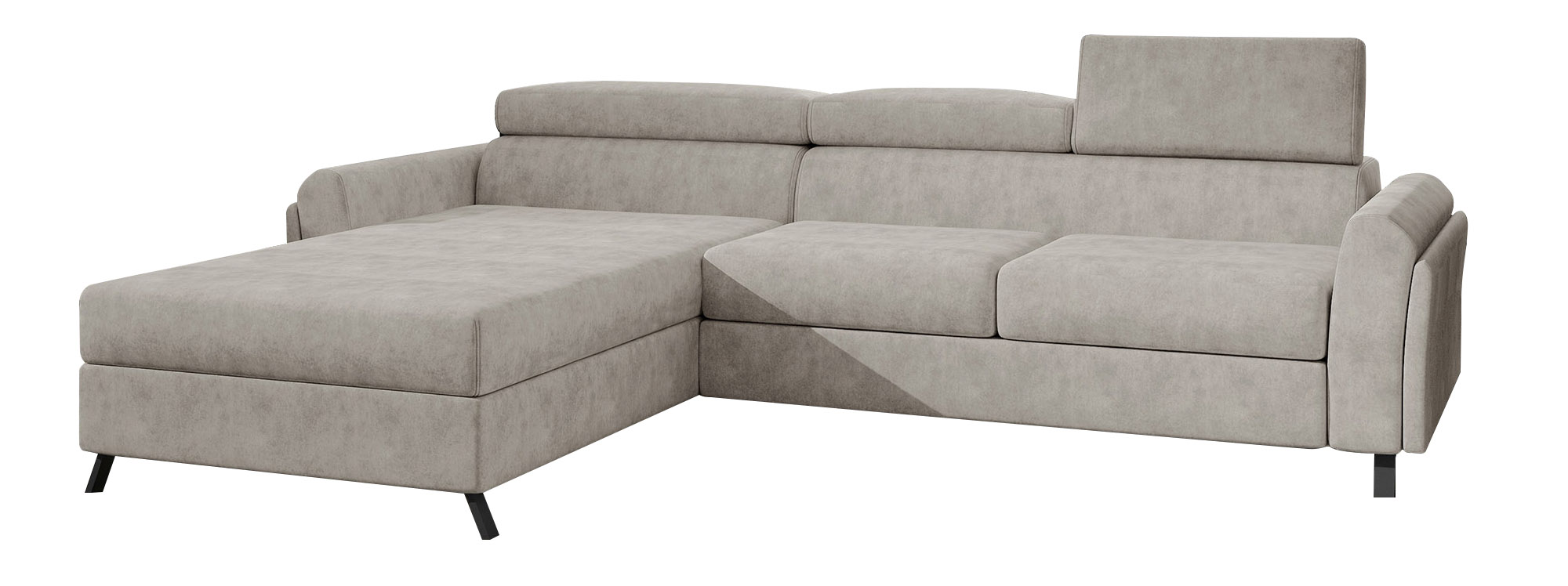 Narożnik z funkcją spania Melegueta L-kształtny z pojemnikiem beżowy lewostronny - zdjęcie 1