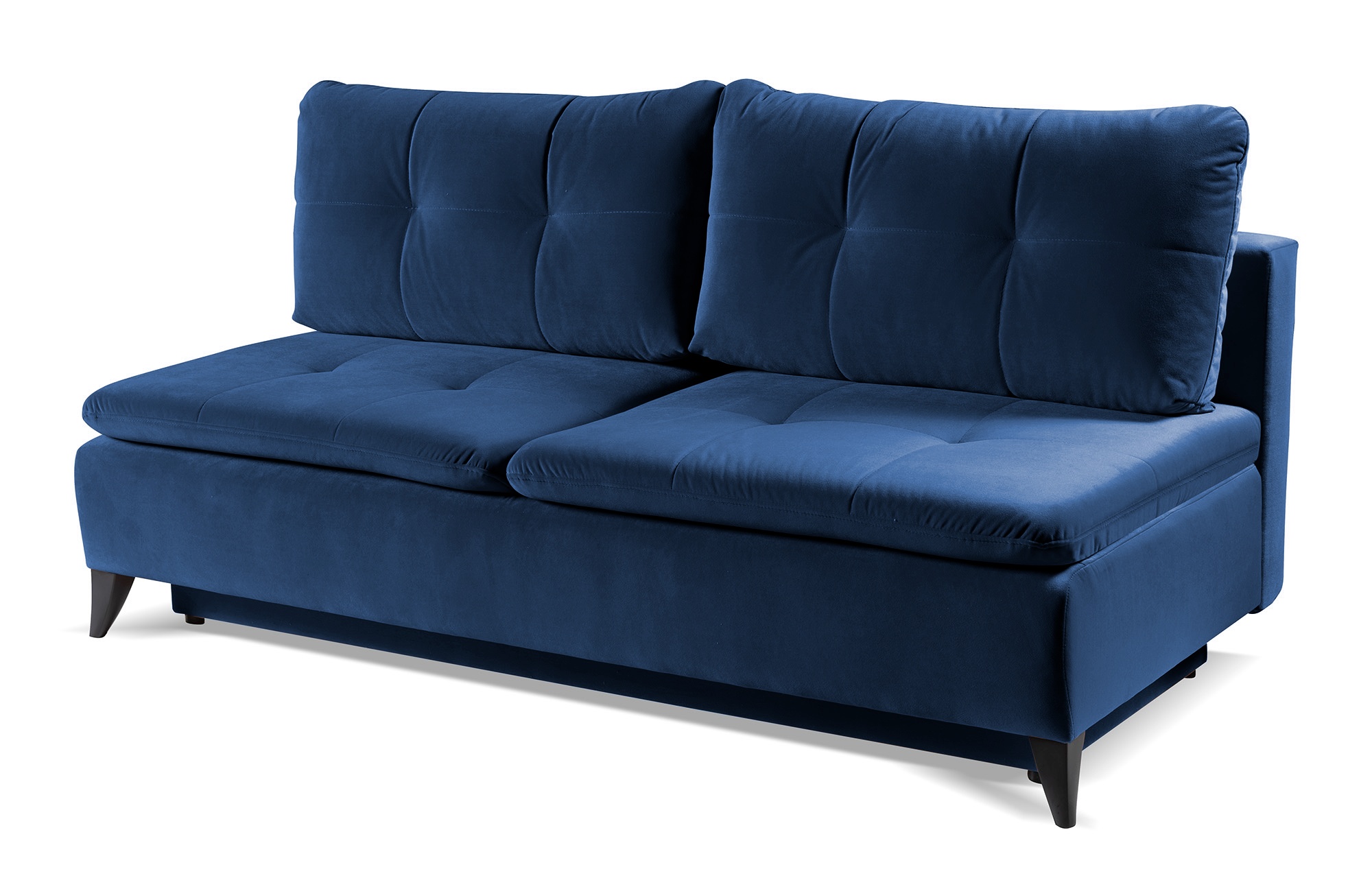 Kanapa rozkładana trzyosobowa Norberg z pojemnikiem granatowa welur hydrofobowy - zdjęcie 1