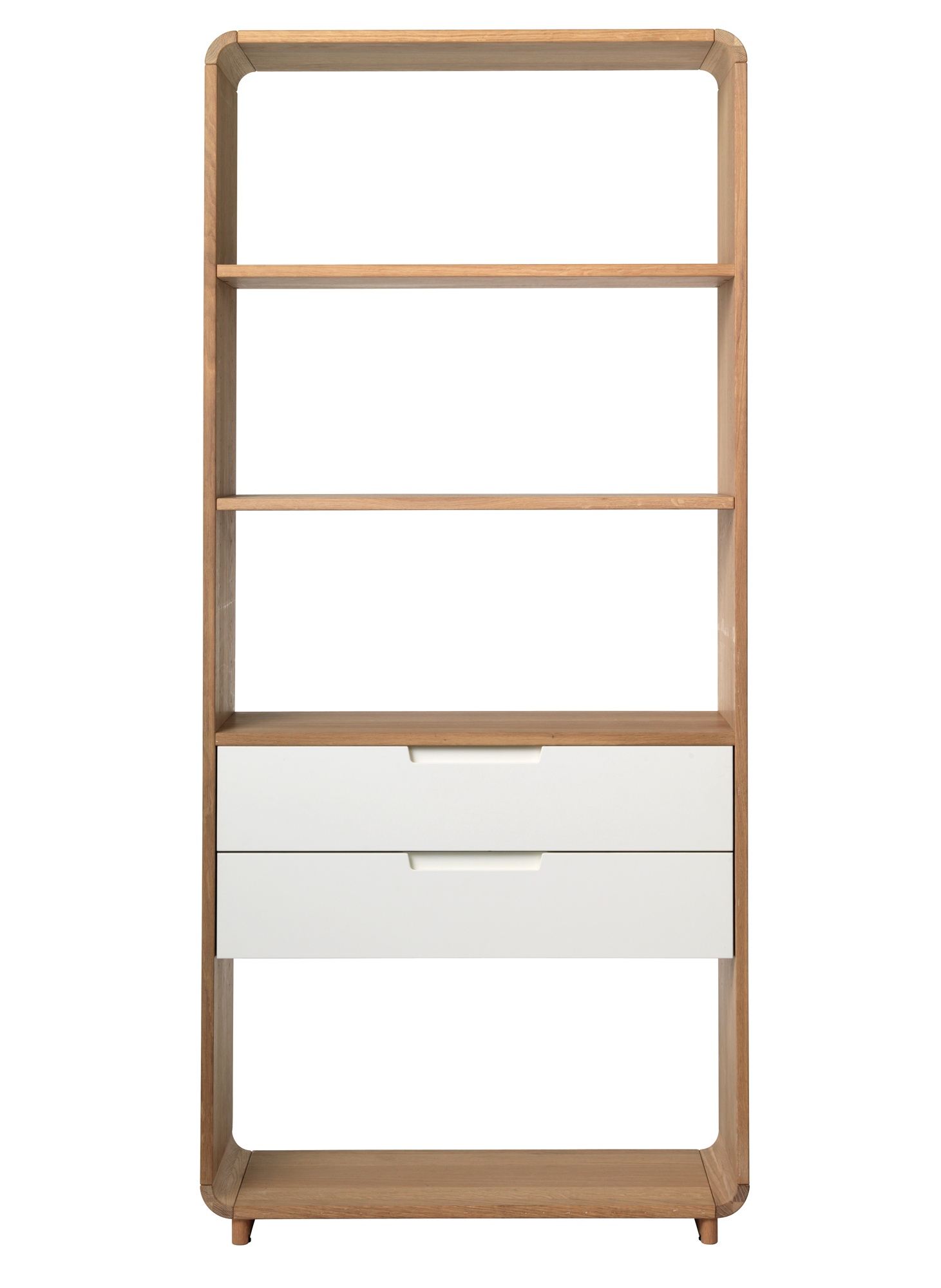 Regał na książki Borisee z dwoma szufladami dąb/biały - zdjęcie 1