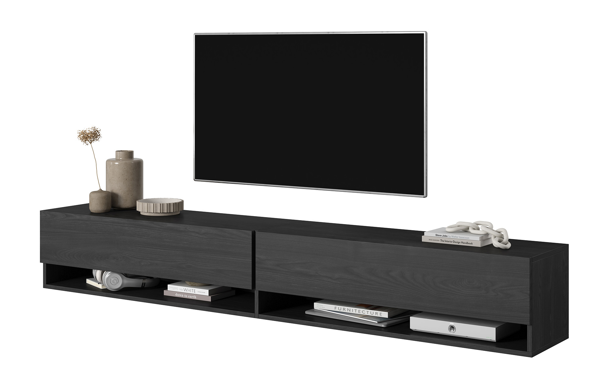 Szafka RTV Mirrgo 200 cm czarny jesion - zdjęcie 1