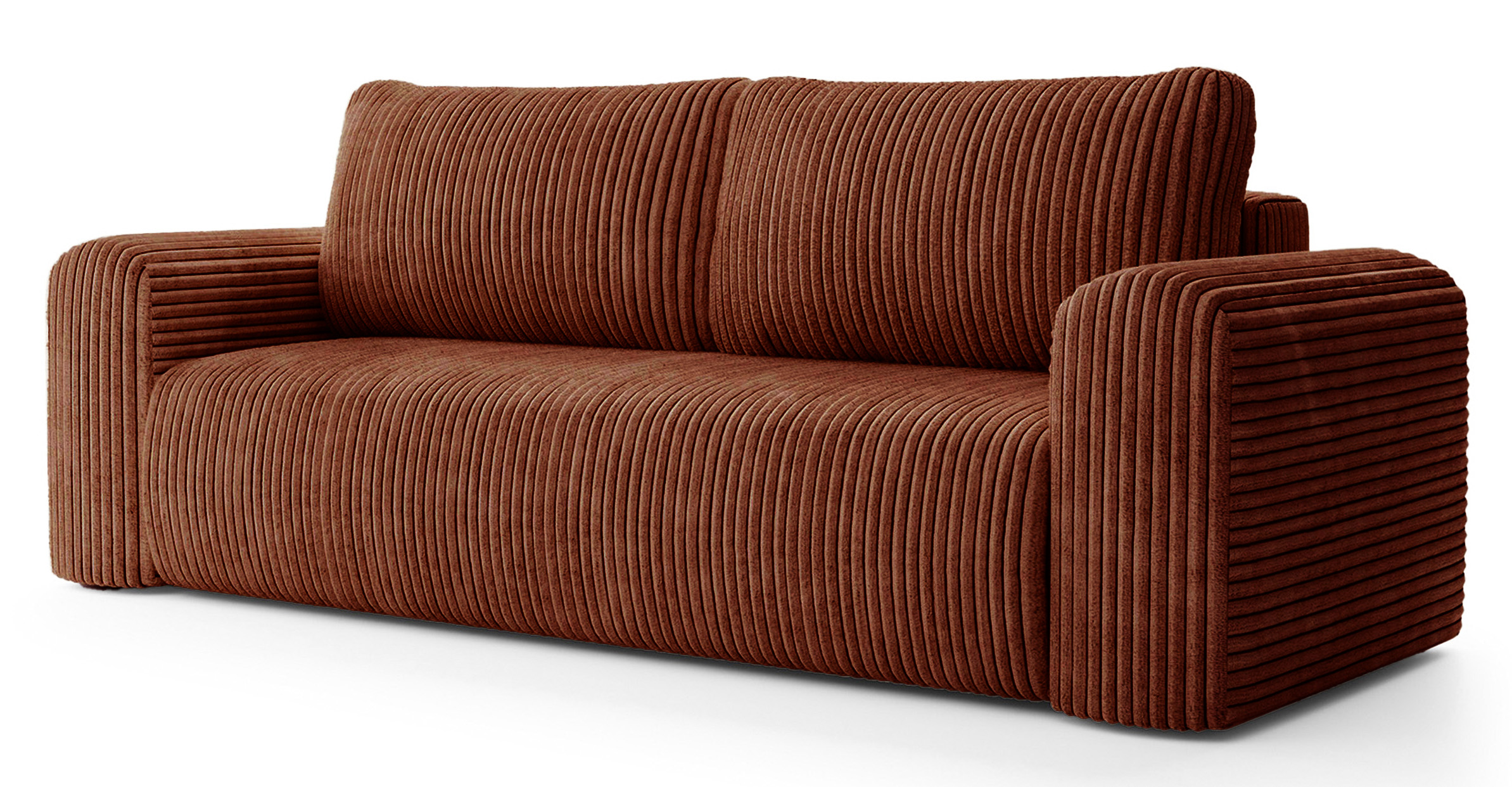 Kanapa rozkładana trzyosobowa Lelu z pojemnikiem miedziana gruby sztruks - zdjęcie 1