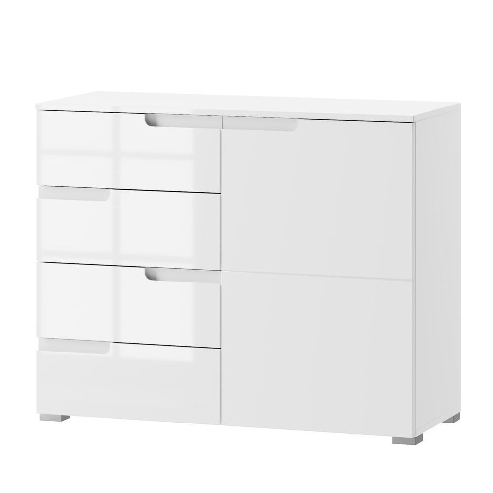 Komoda Magoner jednodrzwiowa z czterema szufladami biała - zdjęcie 1