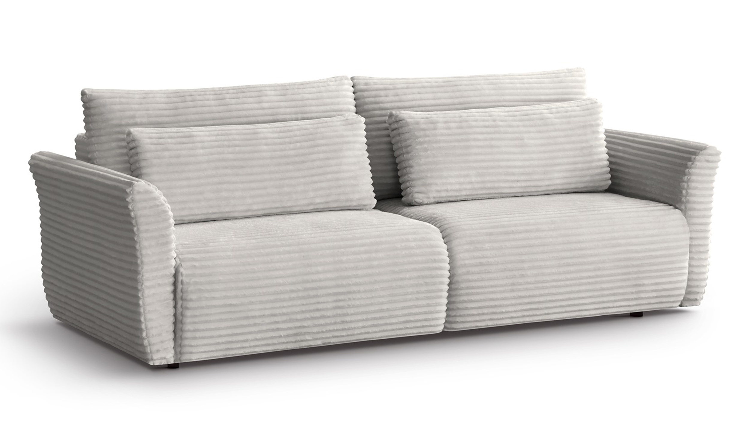 Kanapa rozkładana trzyosobowa Empewo z pojemnikiem jasnobeżowa sztruks  - zdjęcie 1