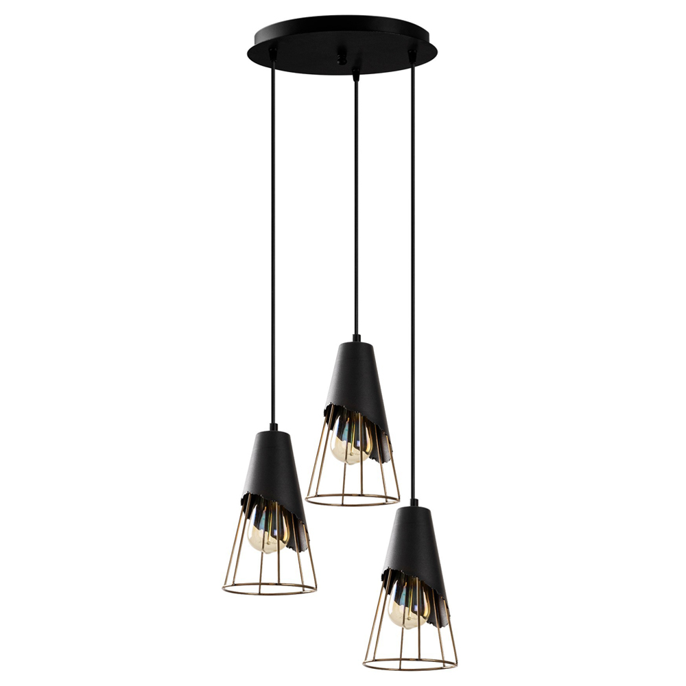 Lampa sufitowa Acetosella x3 na okrągłej podsufitce czarna - zdjęcie 1