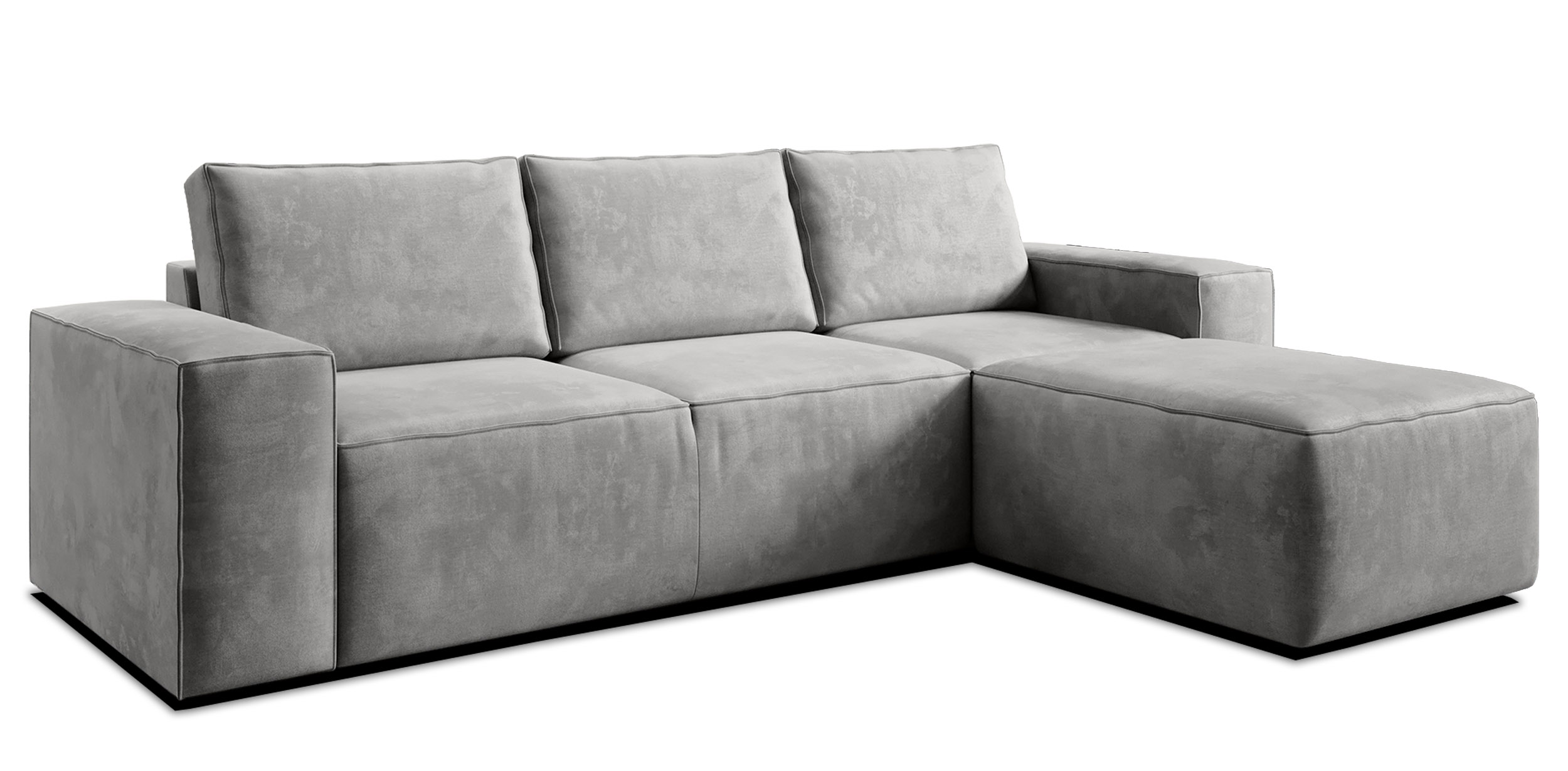 Narożnik z funkcją spania Munano L-kształtny z pojemnikiem szary w tkaninie hydrofobowej prawostronny