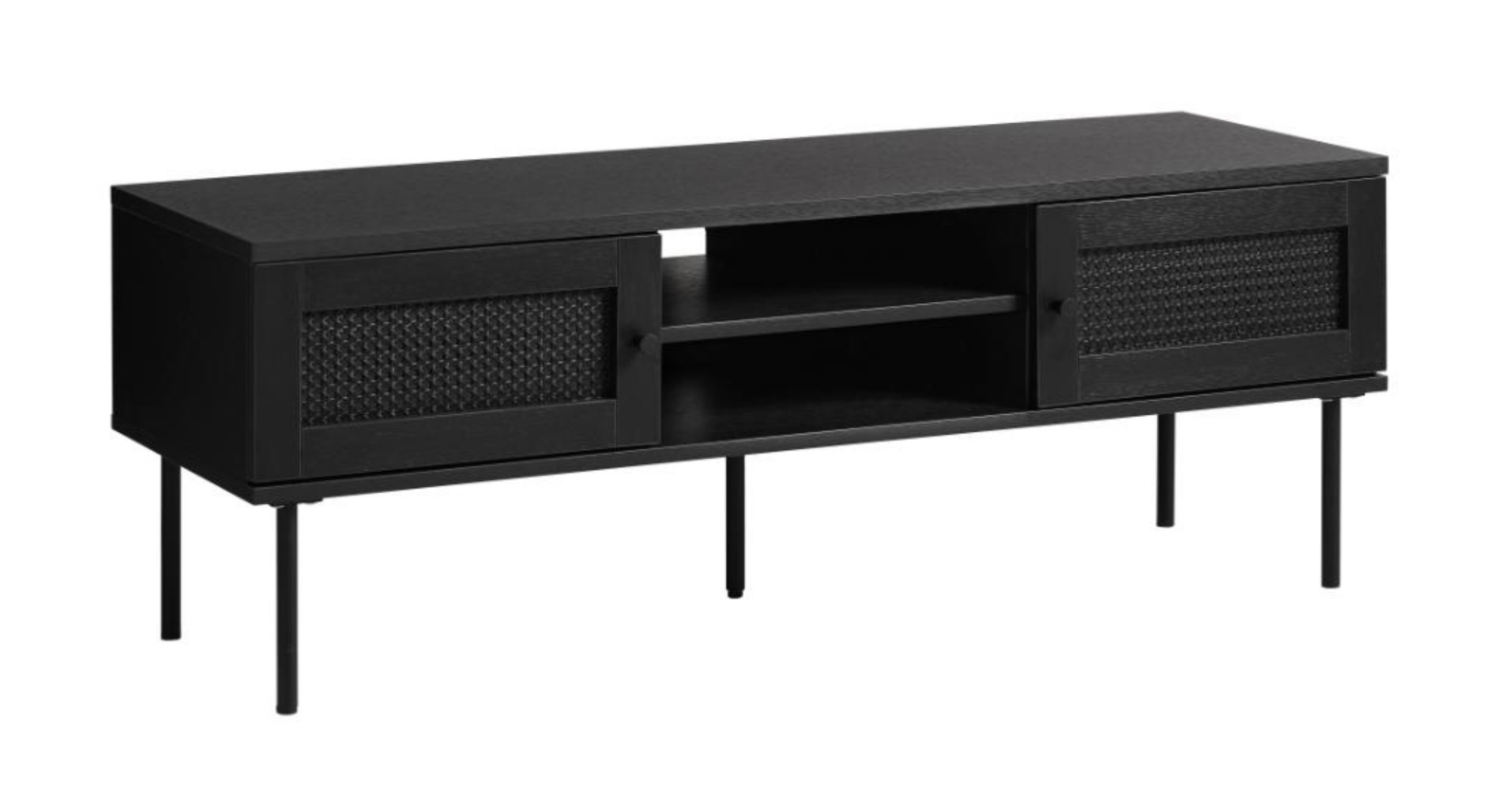 Szafka RTV Mogest 120 cm czarna plecionka boho  - zdjęcie 1