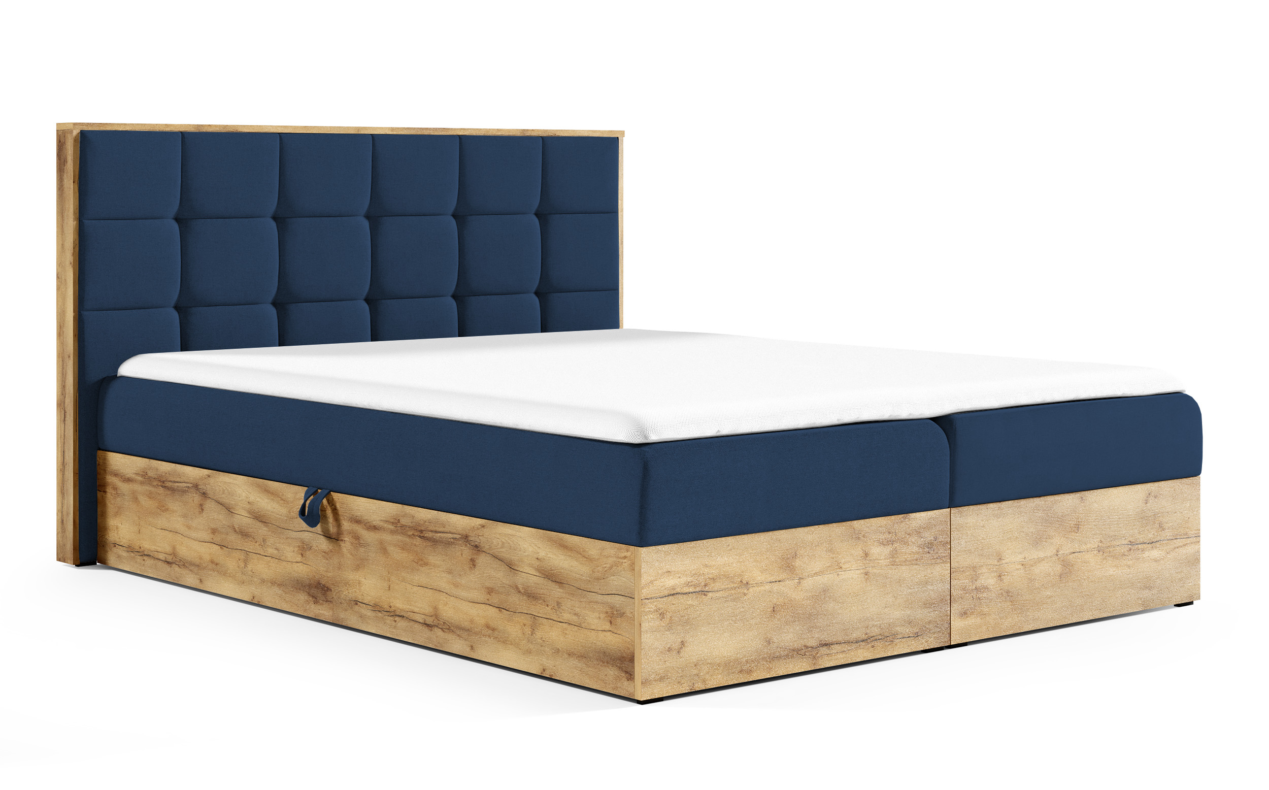 Łóżko kontynentalne Molinella 120x200 z dwoma pojemnikami i materacem granatowe - zdjęcie 1
