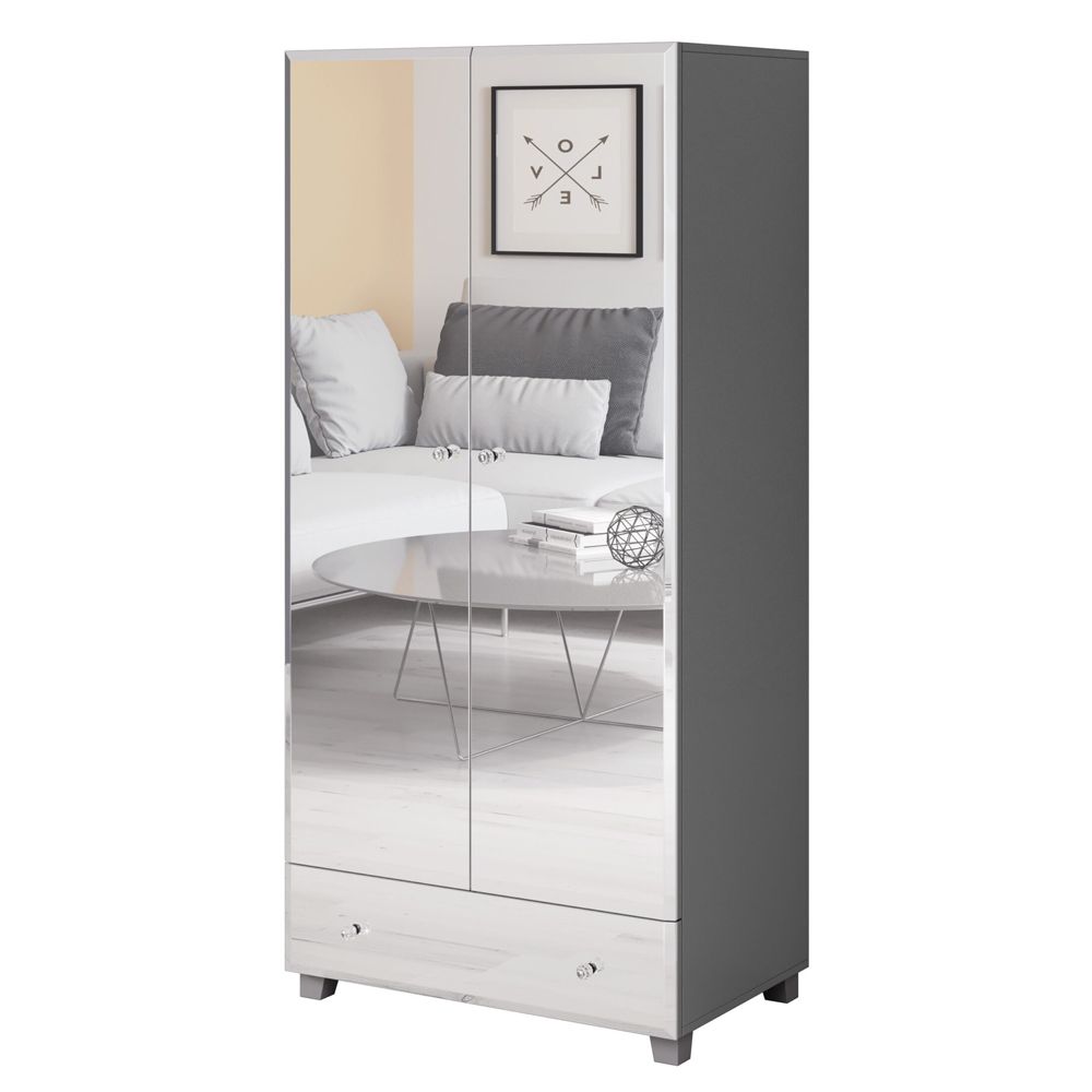 Szafa Bellagio dwudrzwiowa z lustrem szara - zdjęcie 1