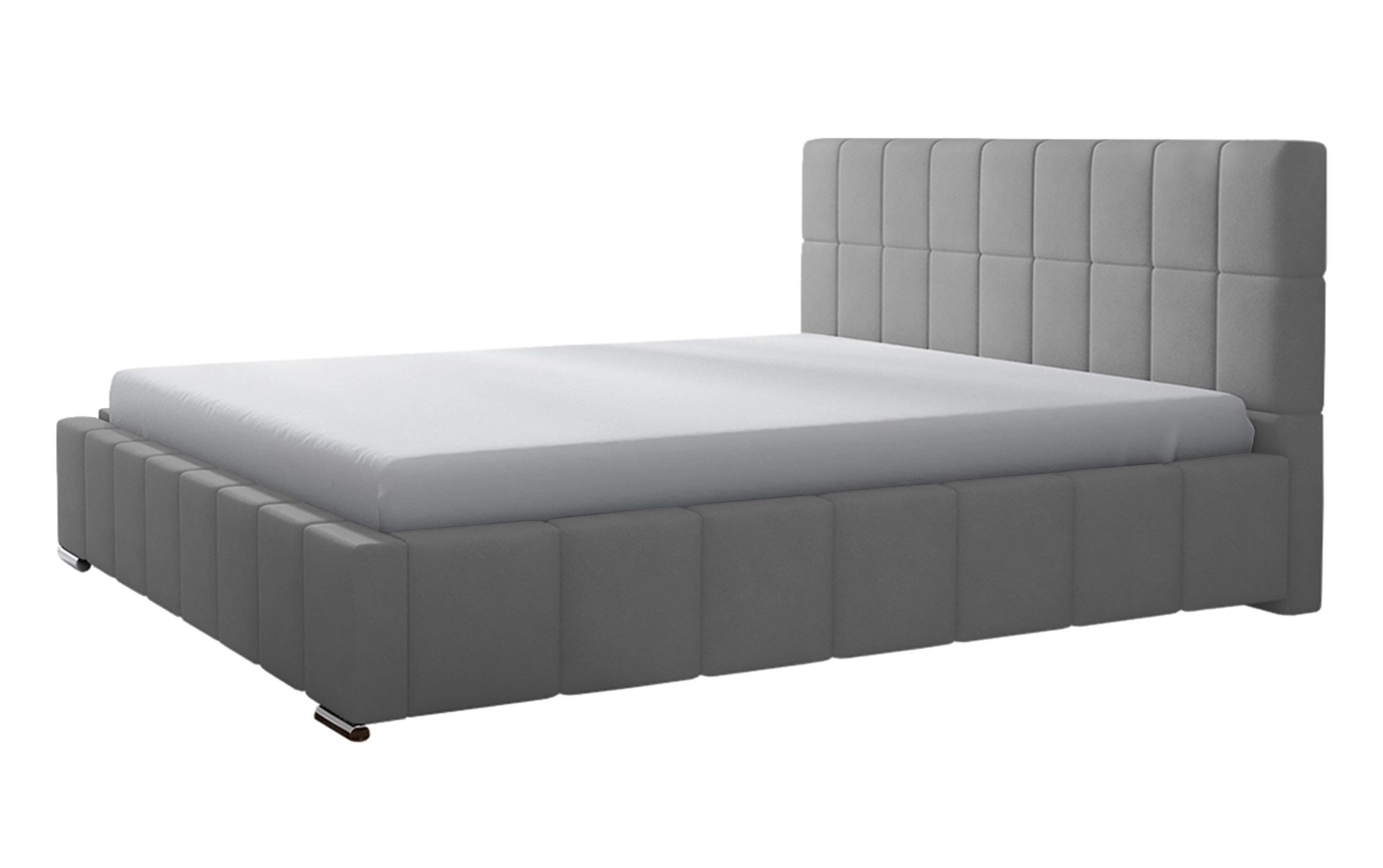 Łóżko tapicerowane Vibone 180x200 ze stelażem metalowym i pojemnikiem szare hydrofobowe - zdjęcie 1