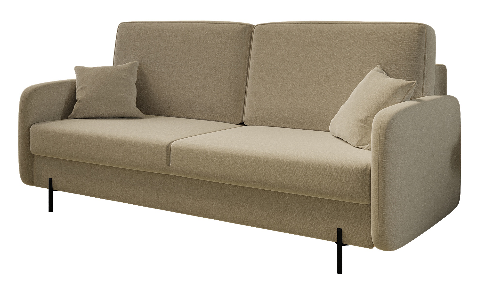 Kanapa rozkładana trzyosobowa Solferina z pojemnikiem brązowa w tkaninie łatwoczyszczącej - zdjęcie 1