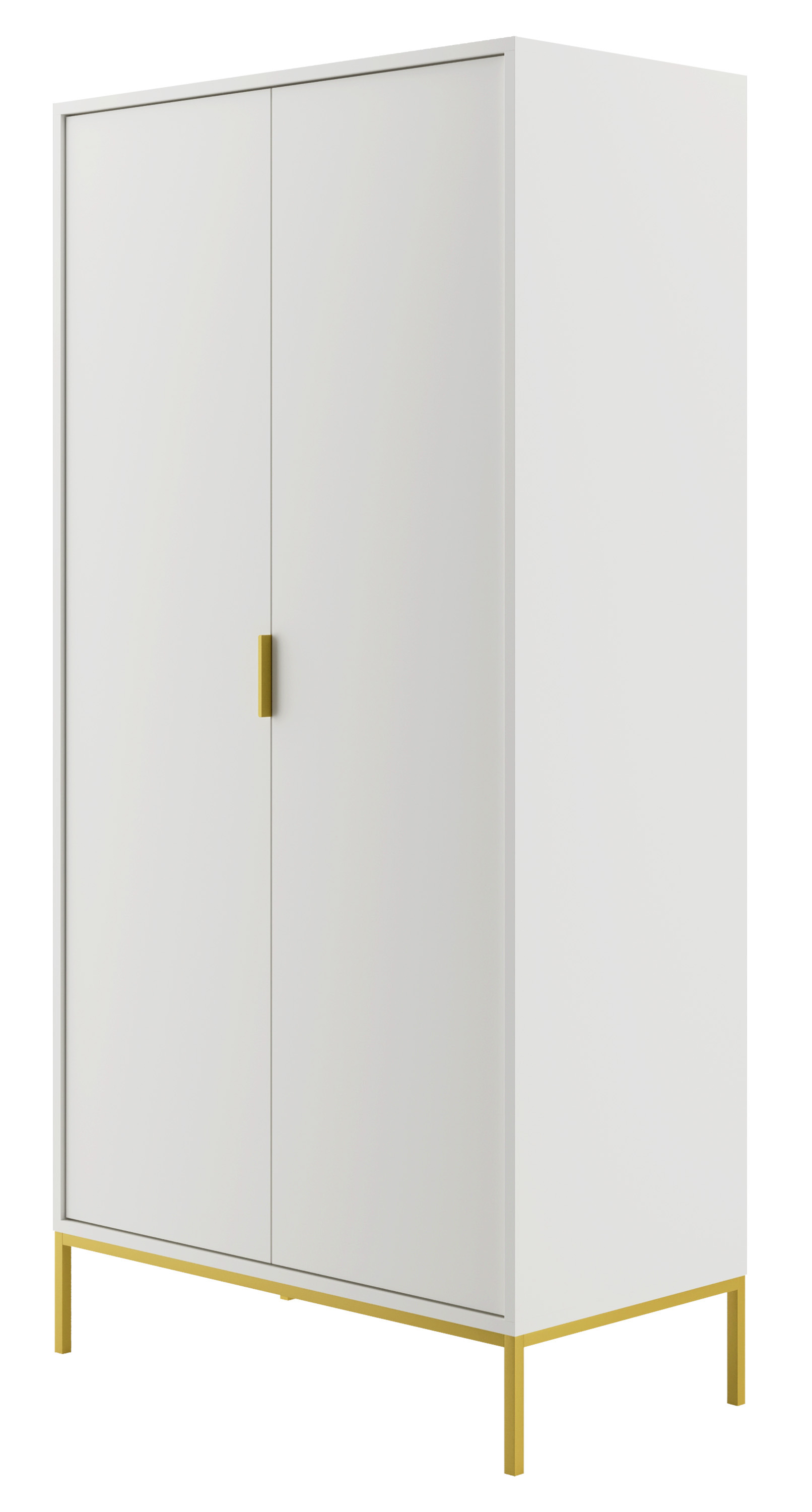 Szafa dwudrzwiowa Diargo biała na złotym stelażu - zdjęcie 1