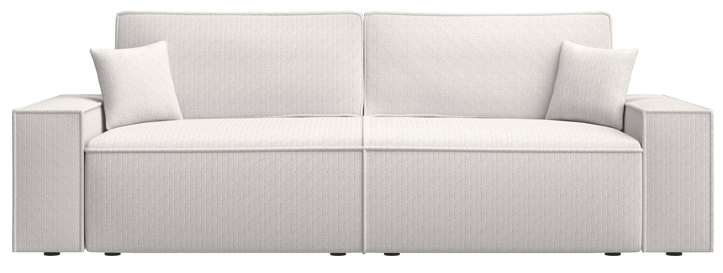 Kanapa rozkładana trzyosobowa Farese z pojemnikiem jasnobeżowa sztruks - zdjęcie 1