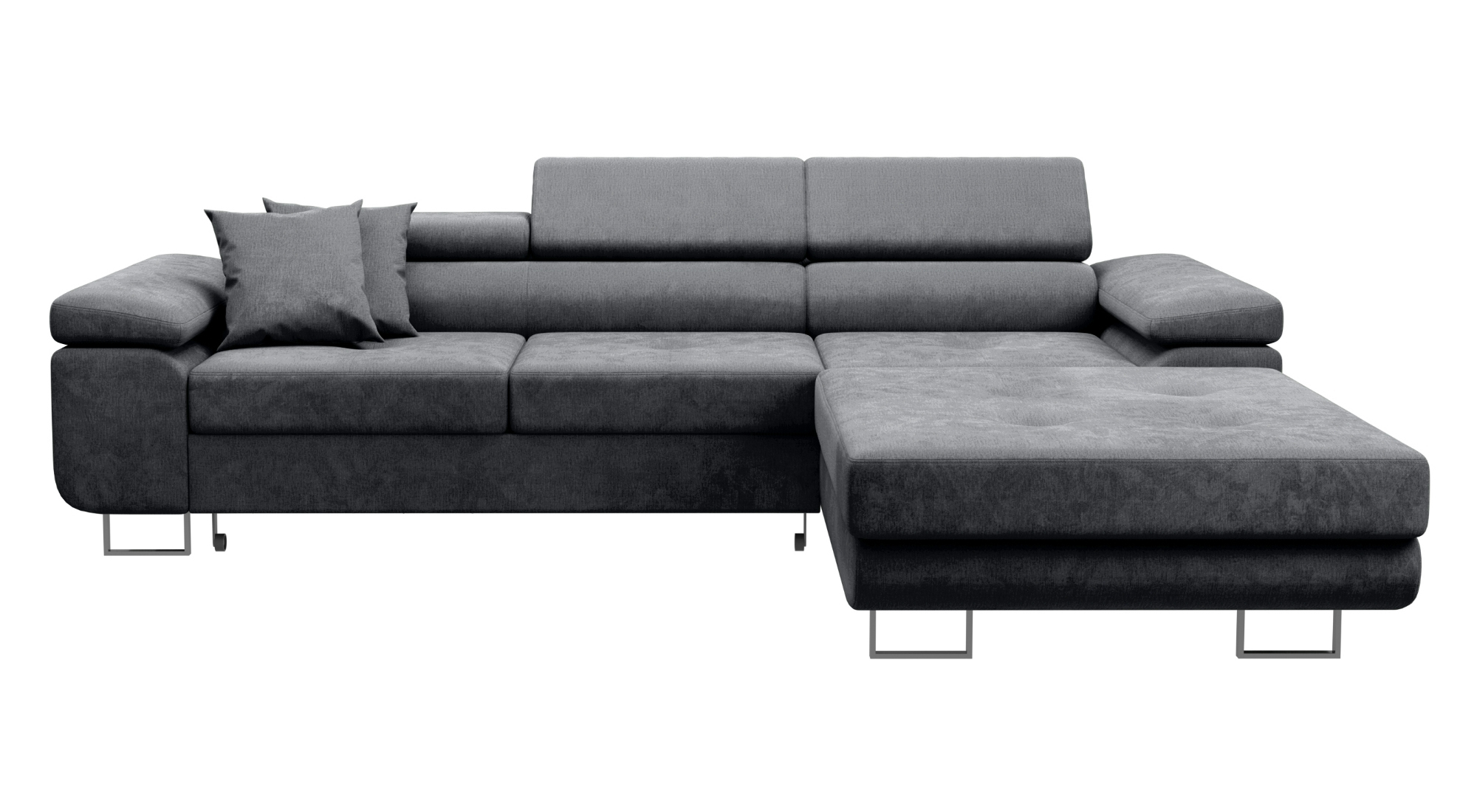 Narożnik z funkcją spania Ganta L-kształtny z pojemnikiem ciemnoszary w tkaninie hydrofobowej prawostronny - zdjęcie 1