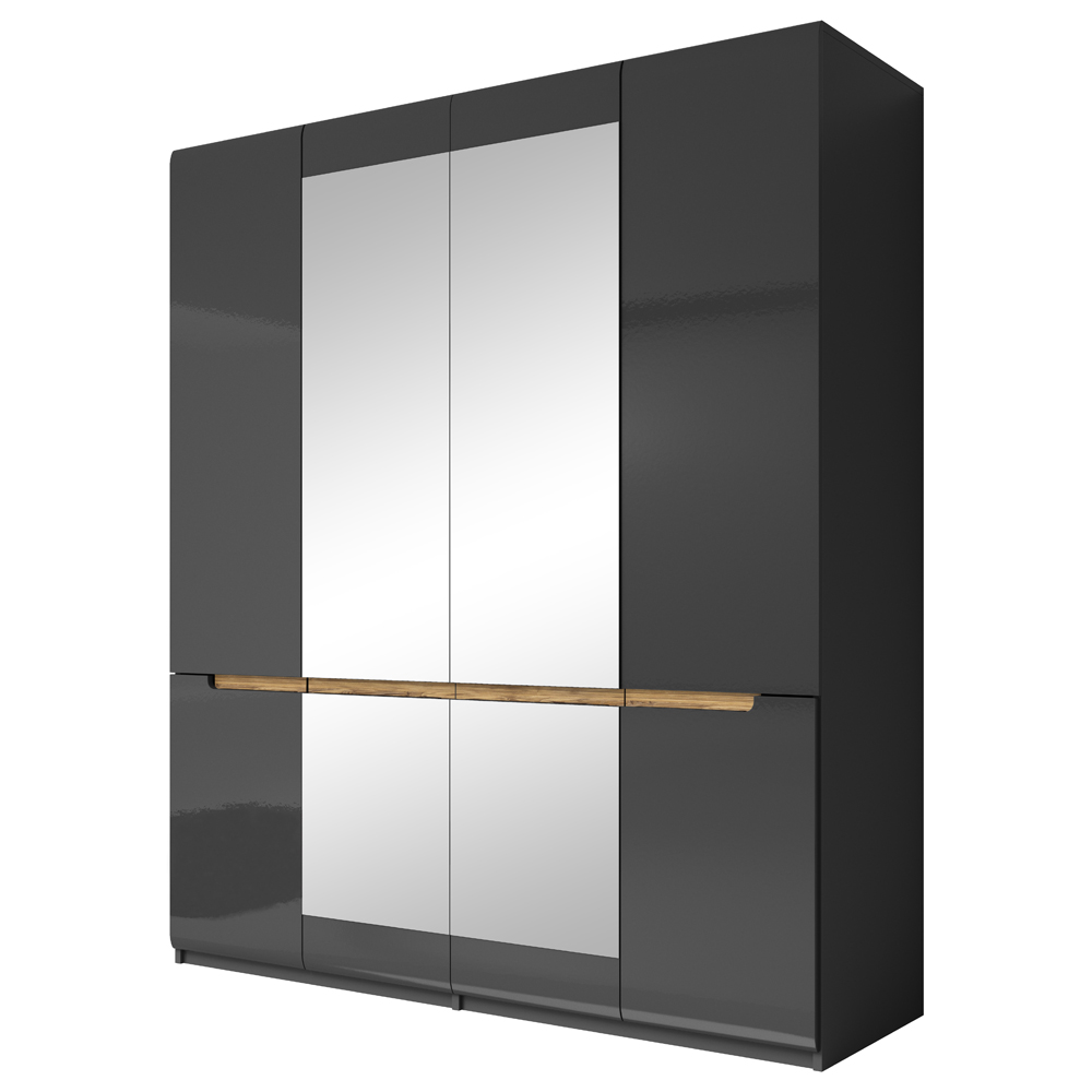Szafa Kanopus czterodrzwiowa z lustrem antracyt - zdjęcie 1