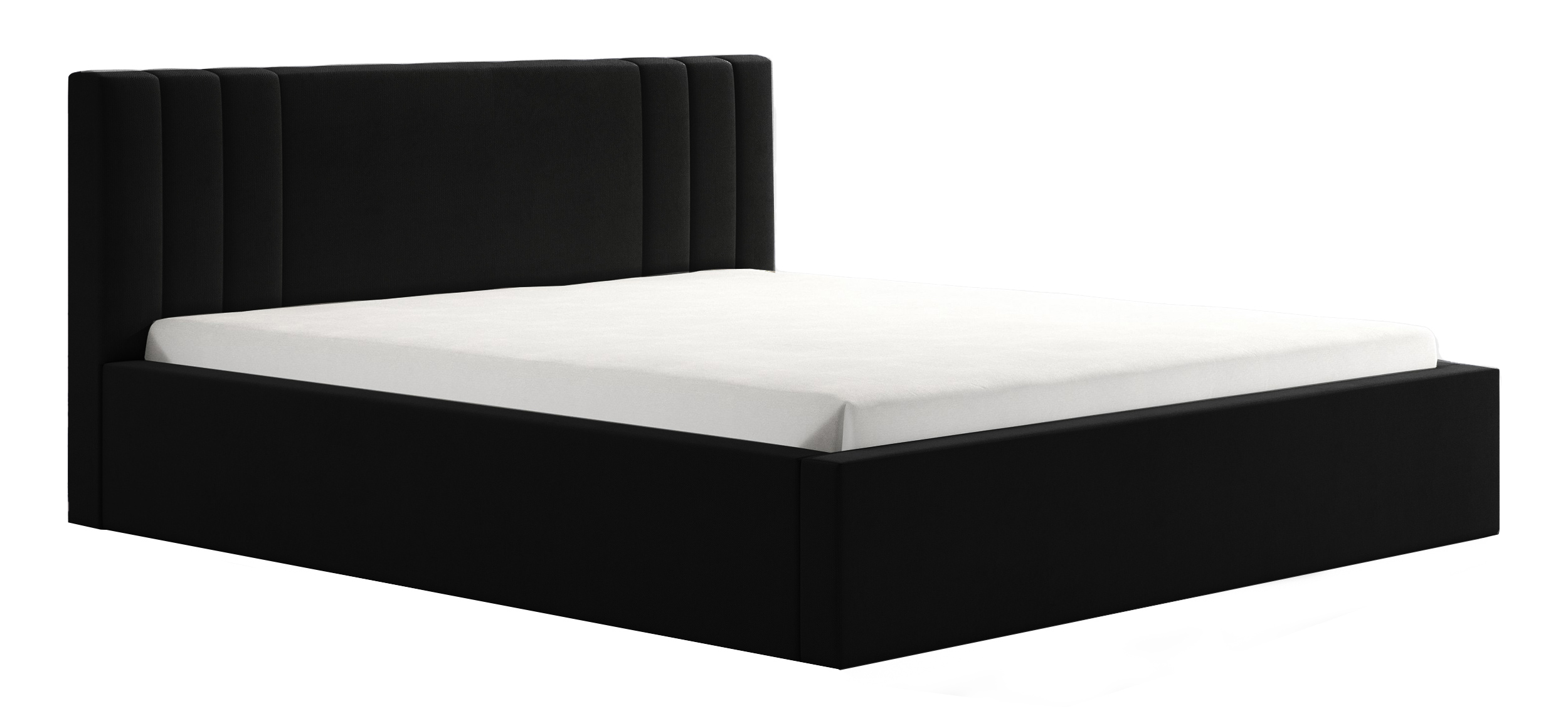 Łóżko tapicerowane 160x200 cm Lentella z pojemnikiem stelaż metalowy czarne - zdjęcie 1