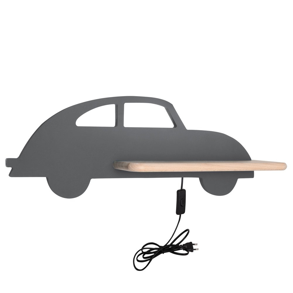 Kinkiet ścienny do pokoju dziecięcego Dreamie auto z przewodem szary - zdjęcie 1