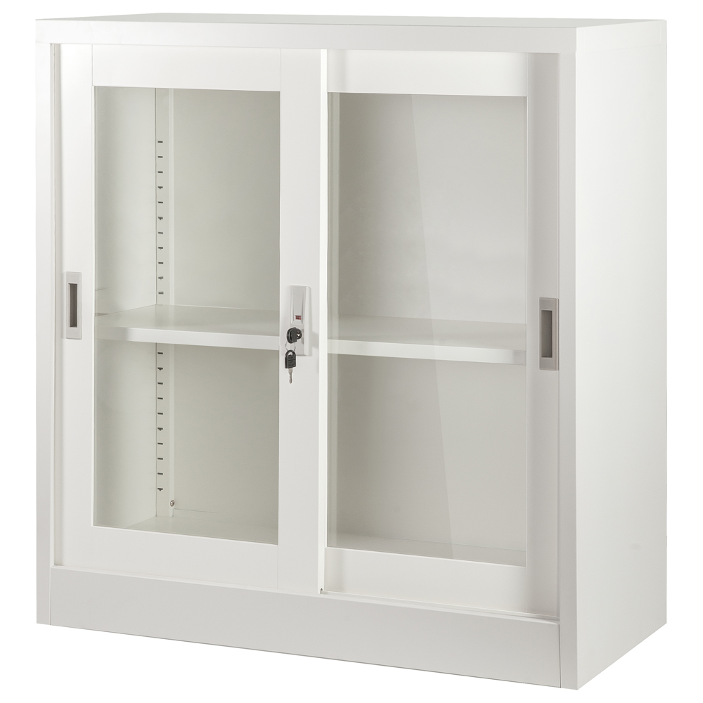 Szafka wisząca metalowa z przeszkleniem XD-018 biała - zdjęcie 1