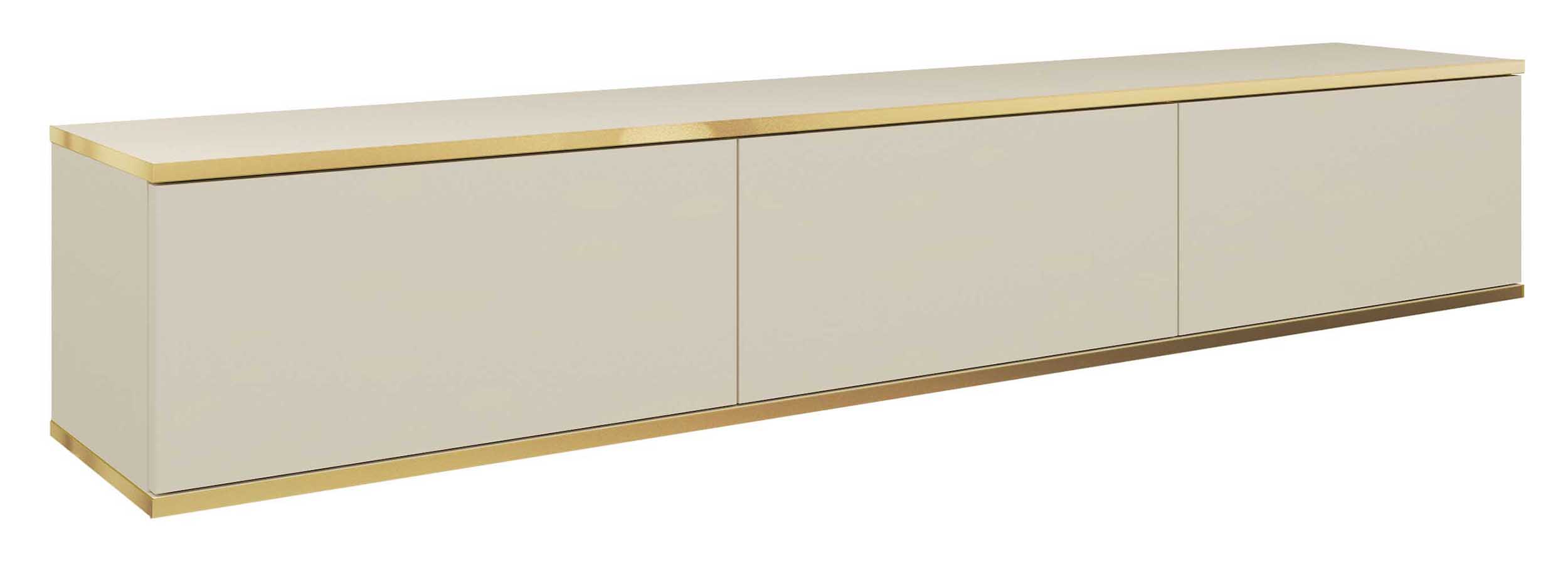 Szafka RTV Mucalma 175 cm beżowa ze złotymi wstawkami - zdjęcie 1