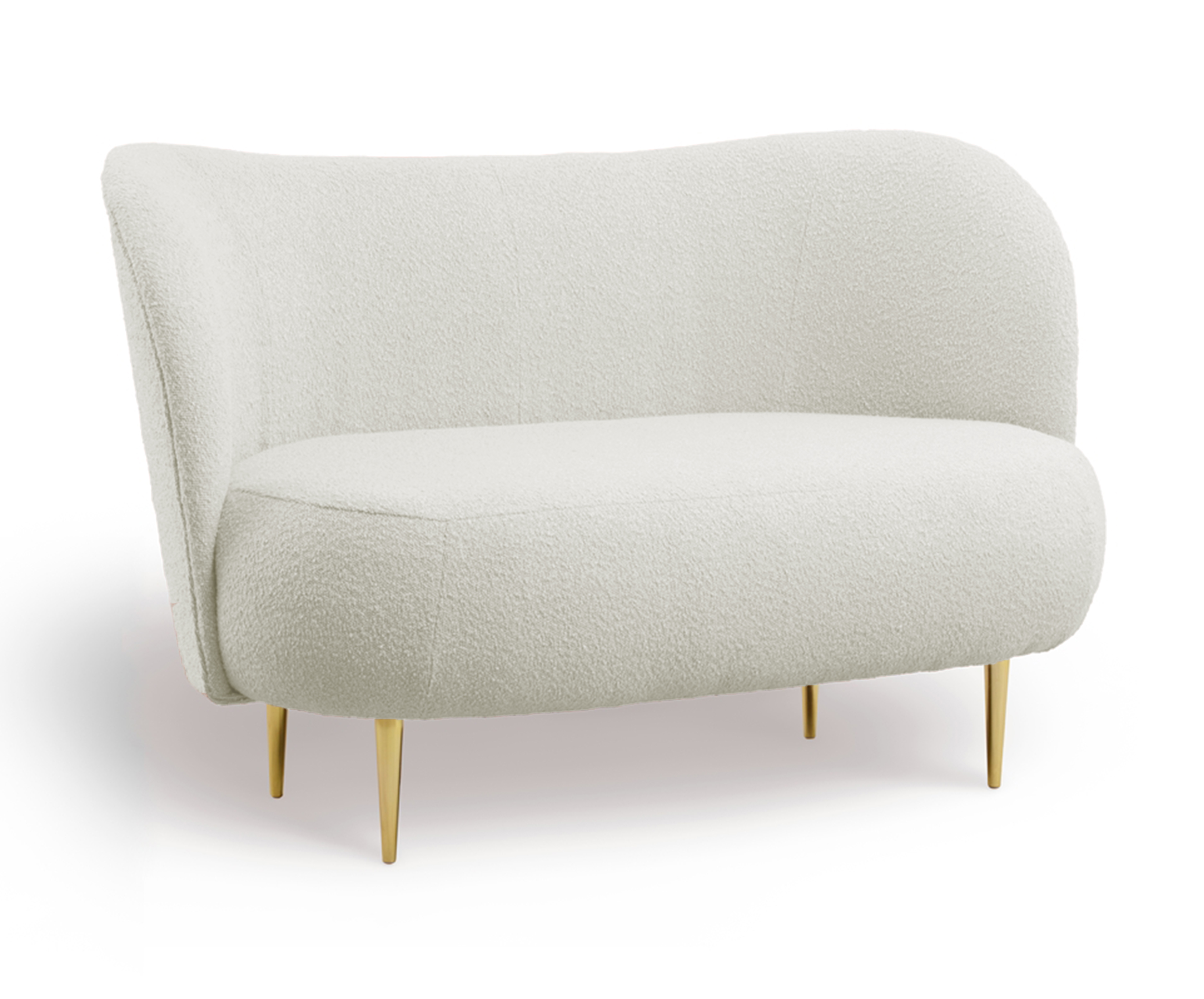 Sofa dwuosobowa Alago kremowa boucle na złotych nogach - zdjęcie 1