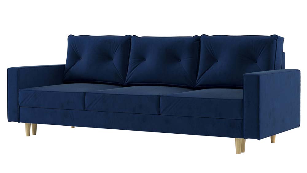 Kanapa rozkładana trzyosobowa Holces 210 cm z pojemnikiem granatowa - zdjęcie 9