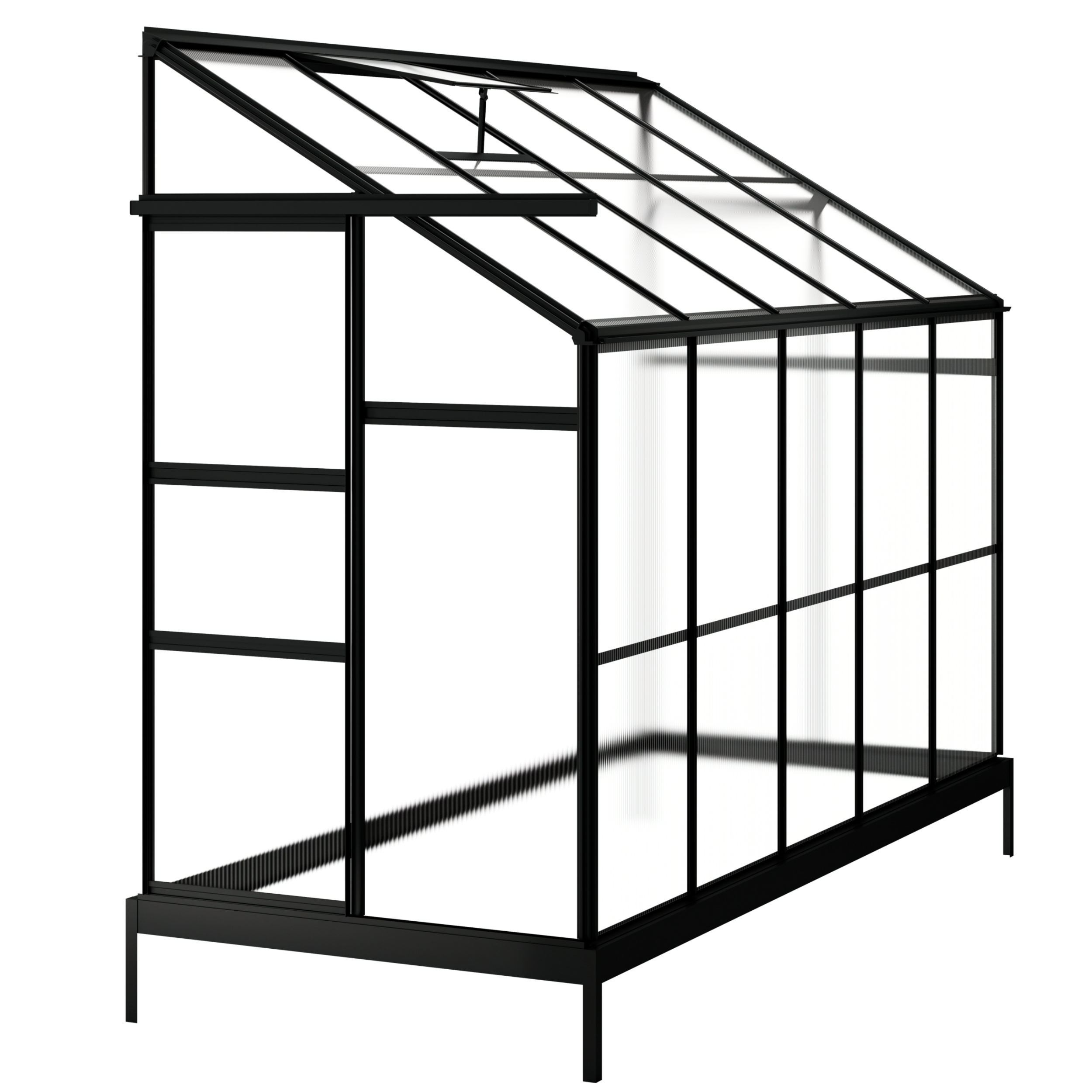 Szklarnia ogrodowa aluminiowa poliwęglanowa 3,78 m2 pięciosekcyjna z fundamentem 124x305 cm czarna - zdjęcie 1