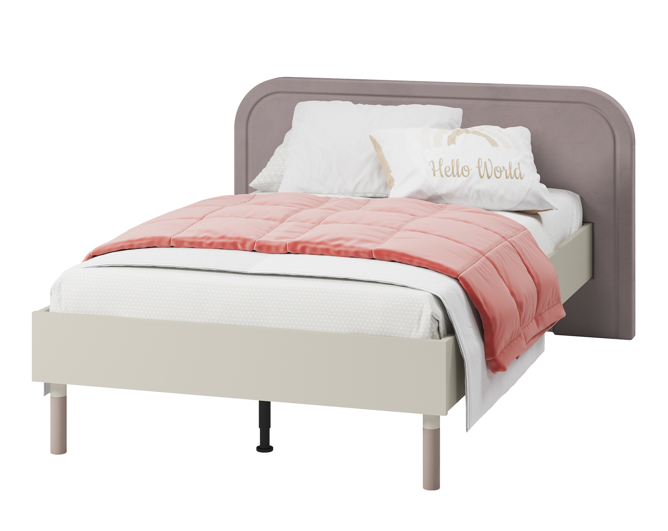 Łóżko Harmony z tapicerowanym zagłówkiem 120 x 200 cm kaszmir/truflowy - zdjęcie 1