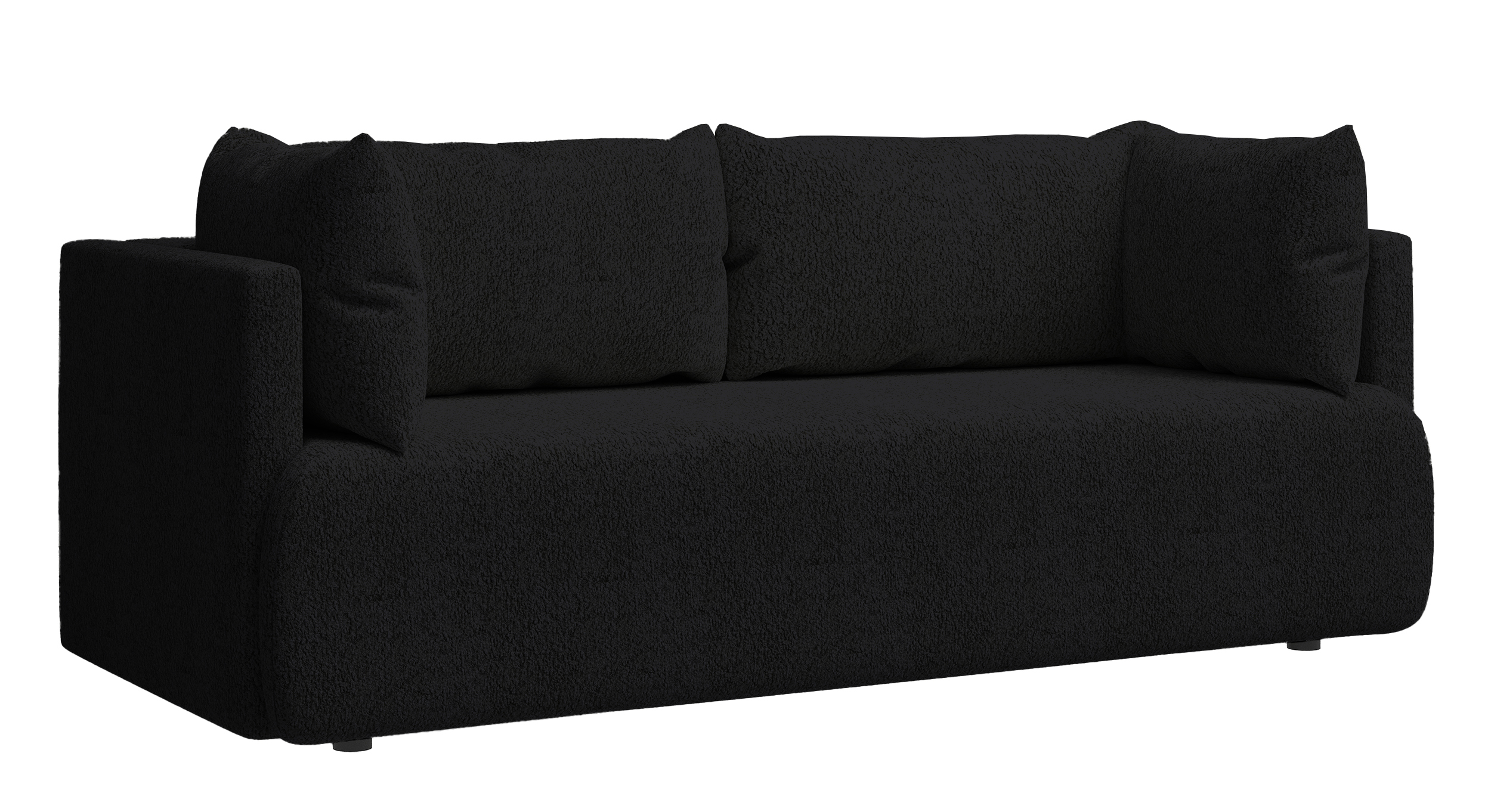 Kanapa rozkładana trzyosobowa Wing z pojemnikiem czarna boucle - zdjęcie 1