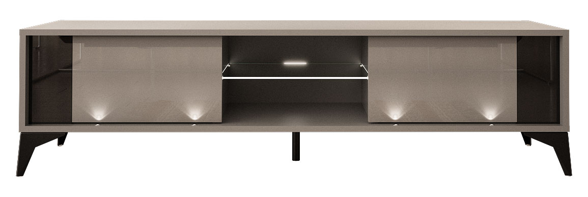 Szafka RTV Kovlar 161 cm szara / szary połysk z led