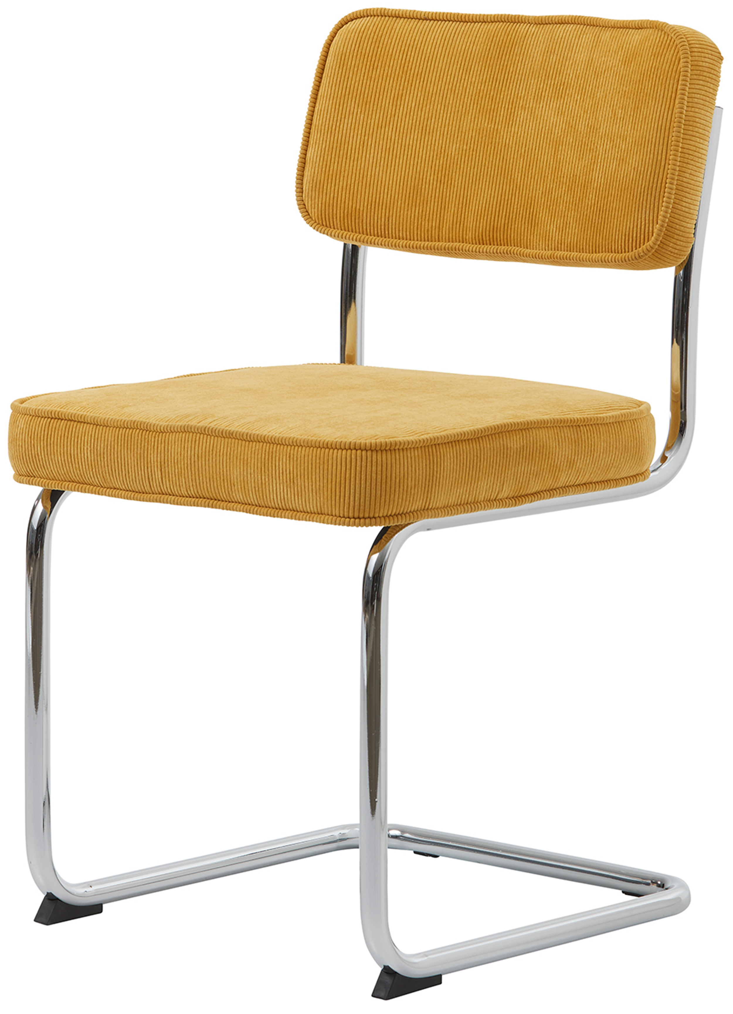 Krzesło tapicerowane Dessaus na chromowanej podstawie żółte - zdjęcie 1