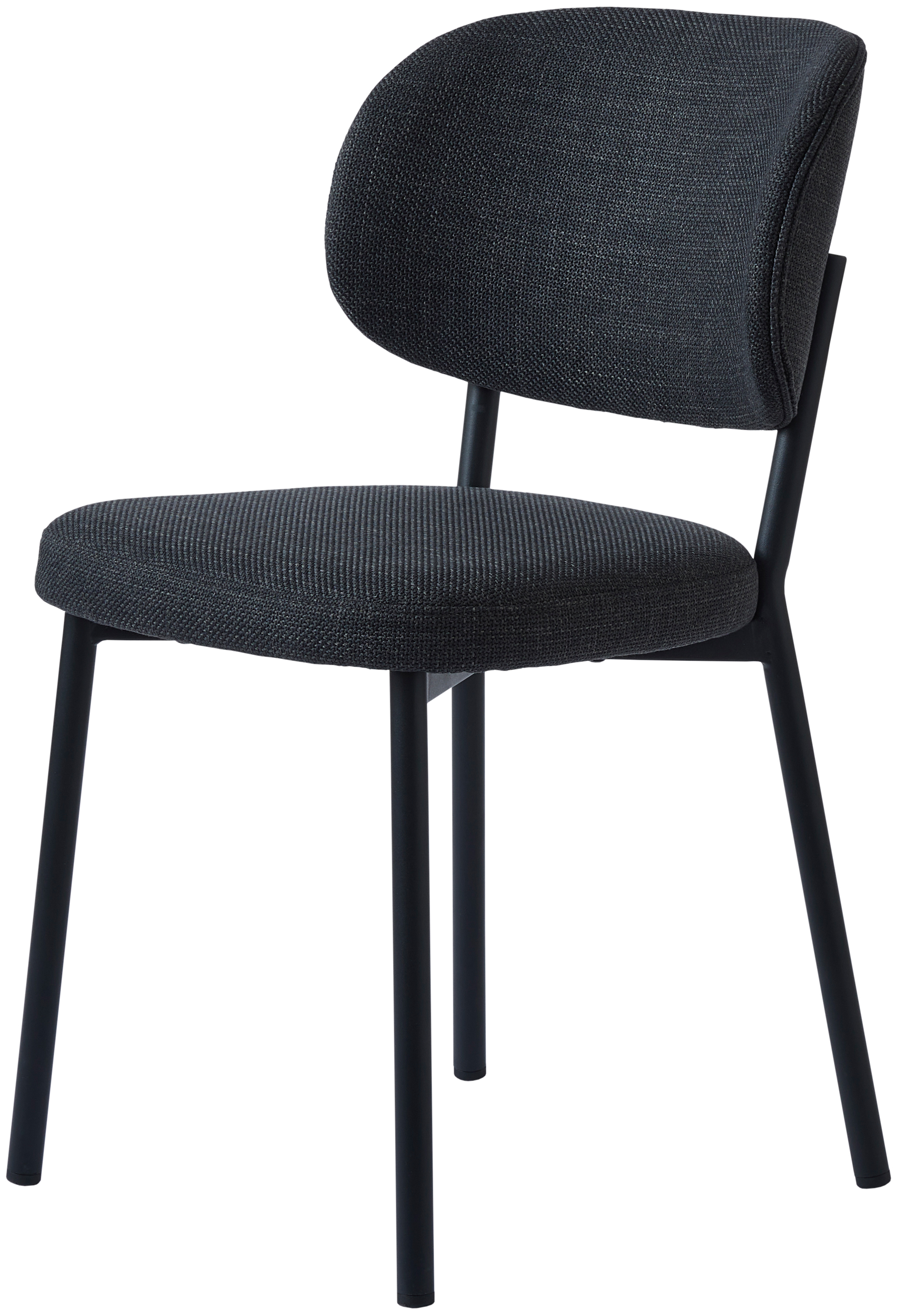 Krzesło tapicerowane Abatio na czarnej metalowej podstawie ciemnoszare - zdjęcie 1