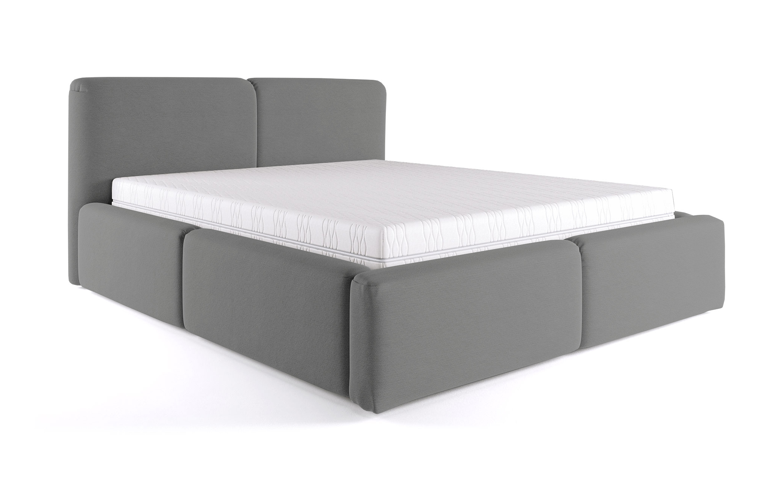 Łóżko tapicerowane 180x200 cm Papillo ciemnoszare z pojemnikiem steleż metalowy podnośnik gazowy - zdjęcie 1