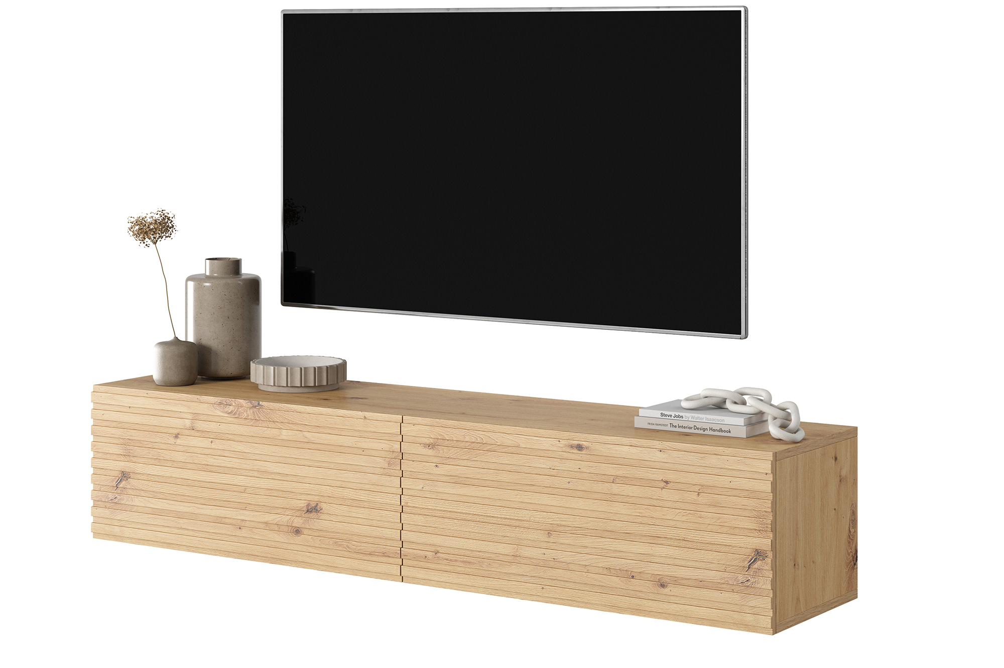 Szafka RTV Pavas 140 cm dąb artisan lamele - zdjęcie 1