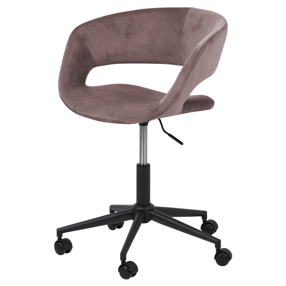 Fotel biurowy z regulacją wysokości Hannah różowy welur - zdjęcie 1
