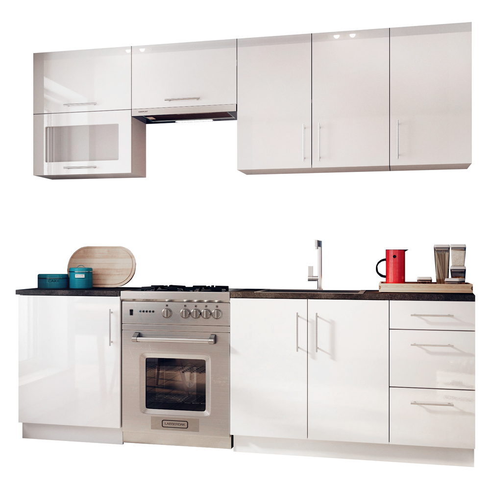 Zestaw mebli kuchennych Collesano 240 cm z trzema szufladami 7 elementów - zdjęcie 1