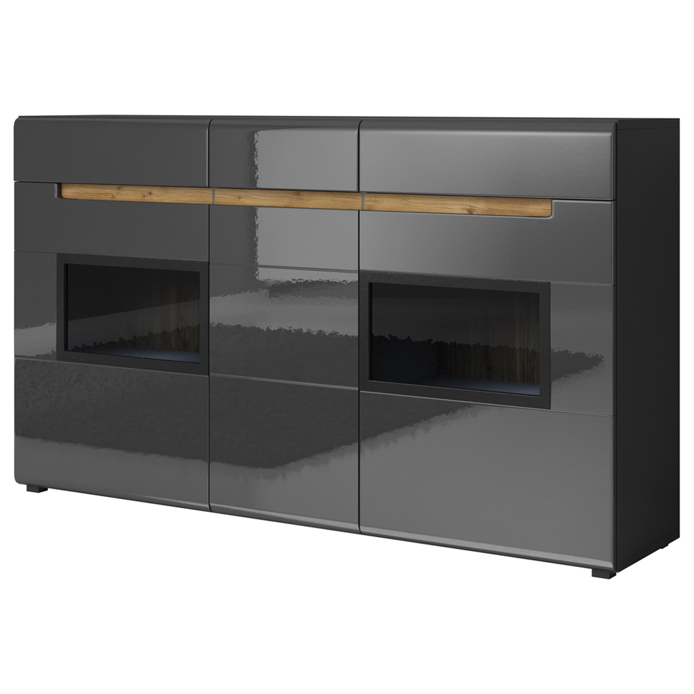 Witryna trzydrzwiowa Kanopus z trzema szufladami antracyt - zdjęcie 1