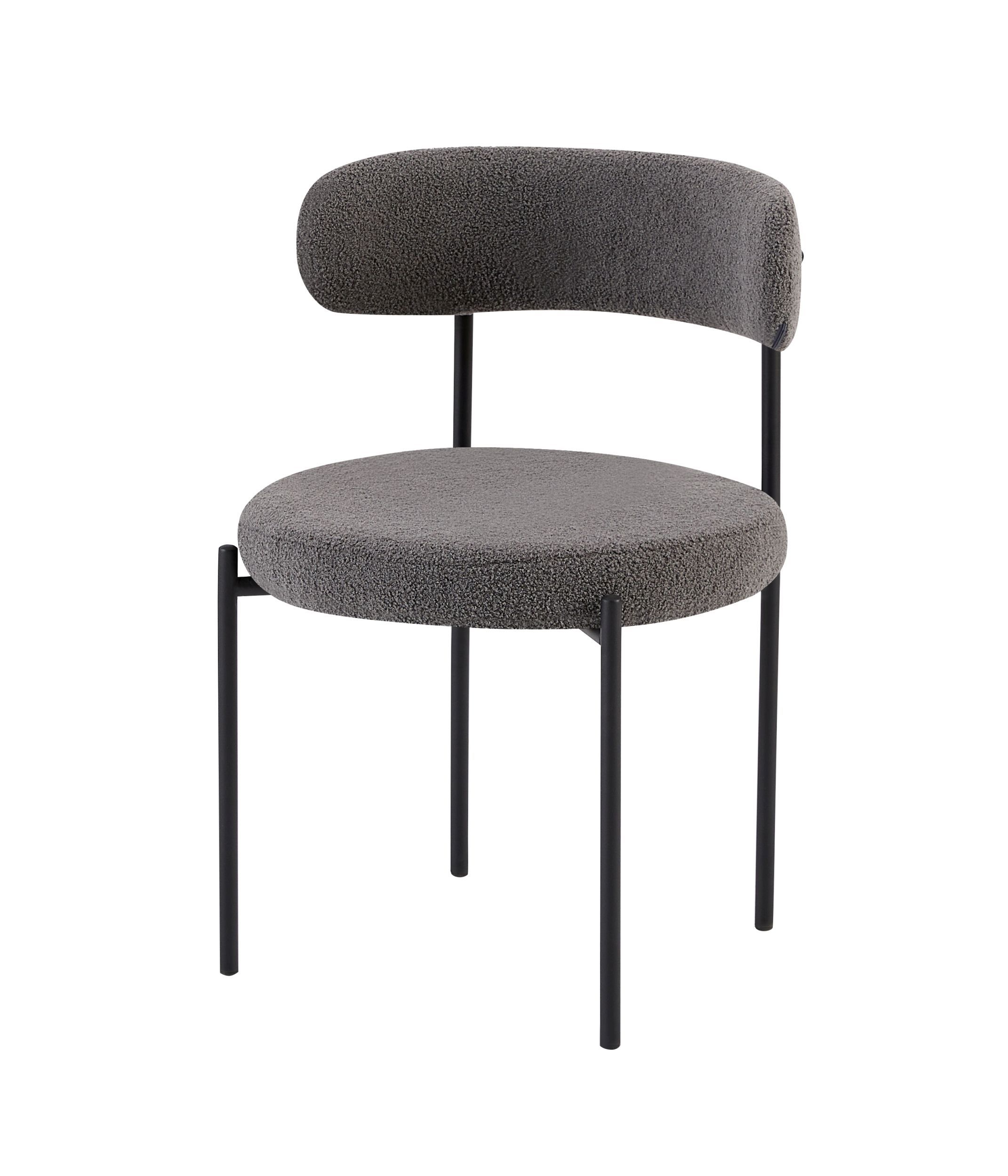 Krzesło tapicerowane Femiss w tkaninie boucle szare - zdjęcie 1