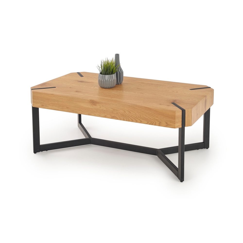 Ława Forx 110x60 cm dąb złoty - czarny - zdjęcie 1