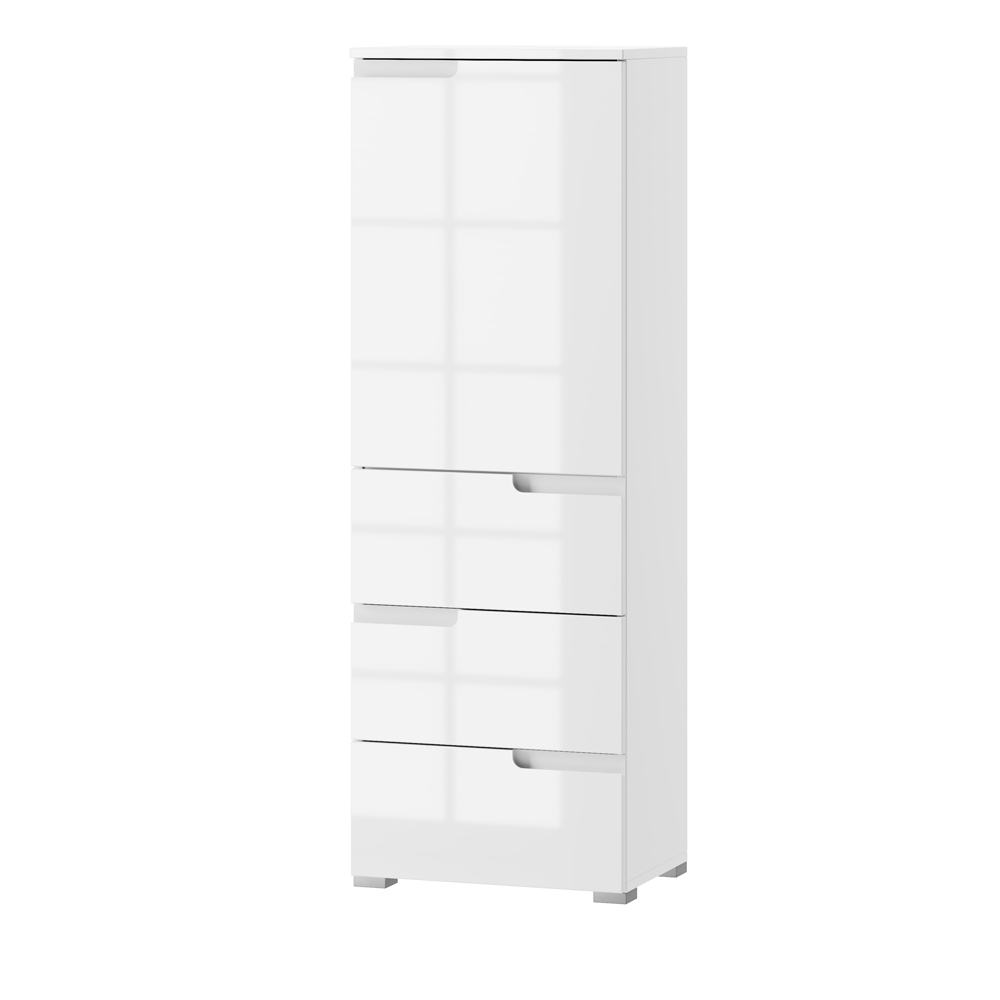 Regał Magoner 145 cm zamykany z trzema szufladami biały - zdjęcie 1