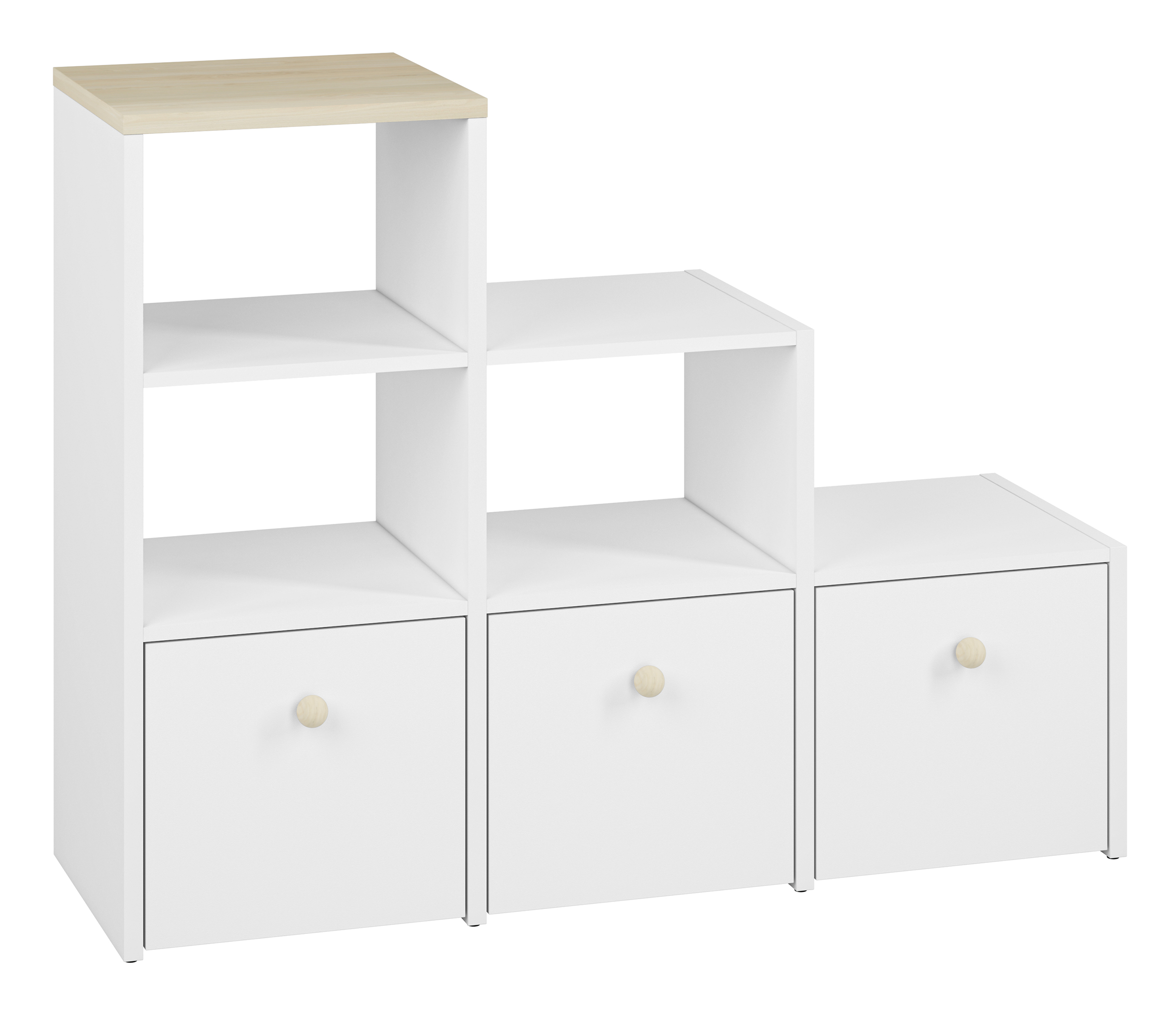 Regał schodkowy Rettio 122 cm biały/buk Fjord - zdjęcie 1