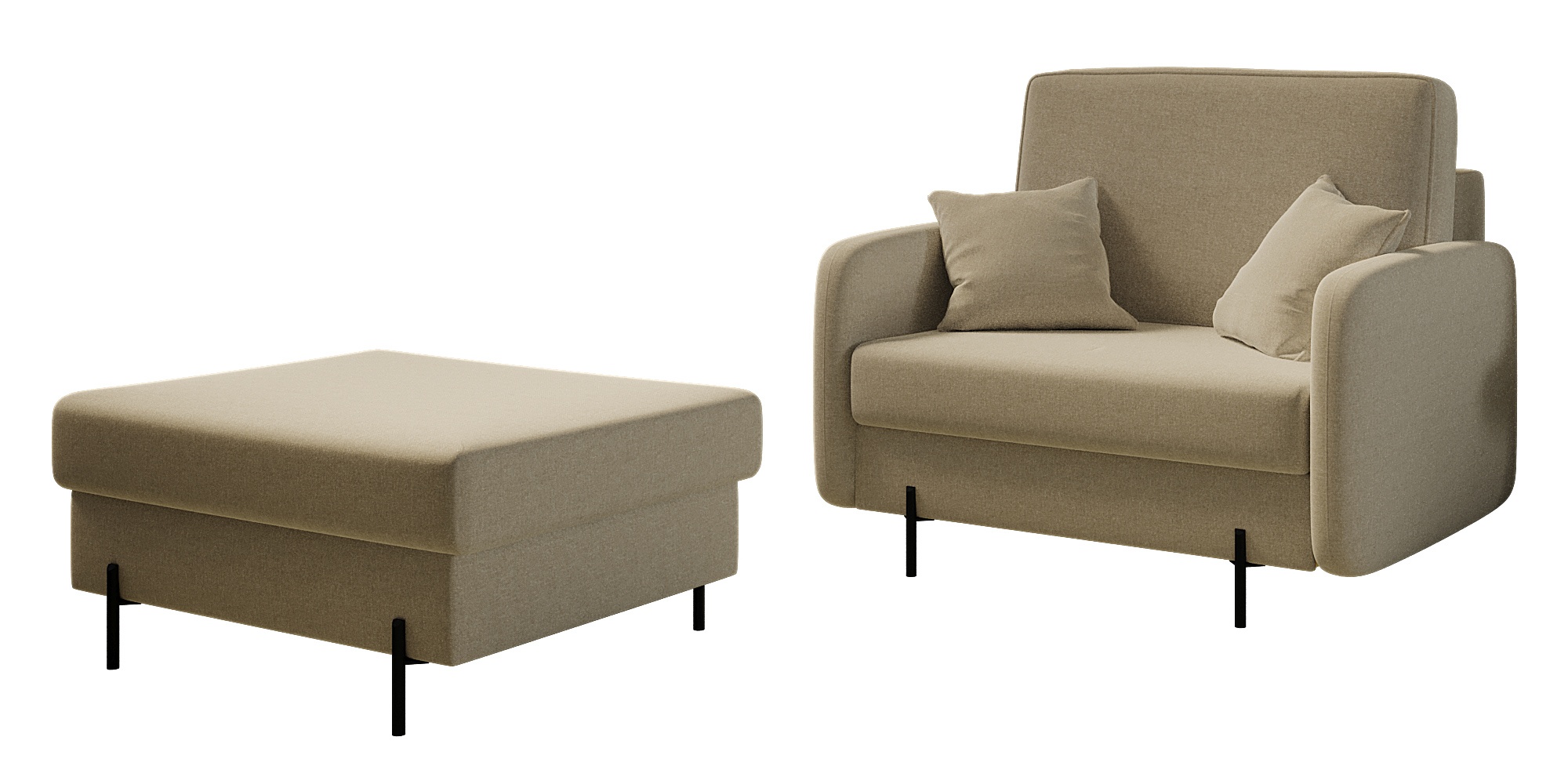 Fotel kubełkowy z podnóżkiem Solferina brązowy w tkaninie łatwoczyszczącej - zdjęcie 1