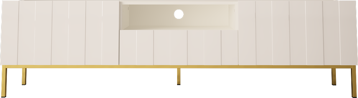 Szafka RTV Rumbek z szufladą 190 cm Biały mat / Biały połysk - zdjęcie 1