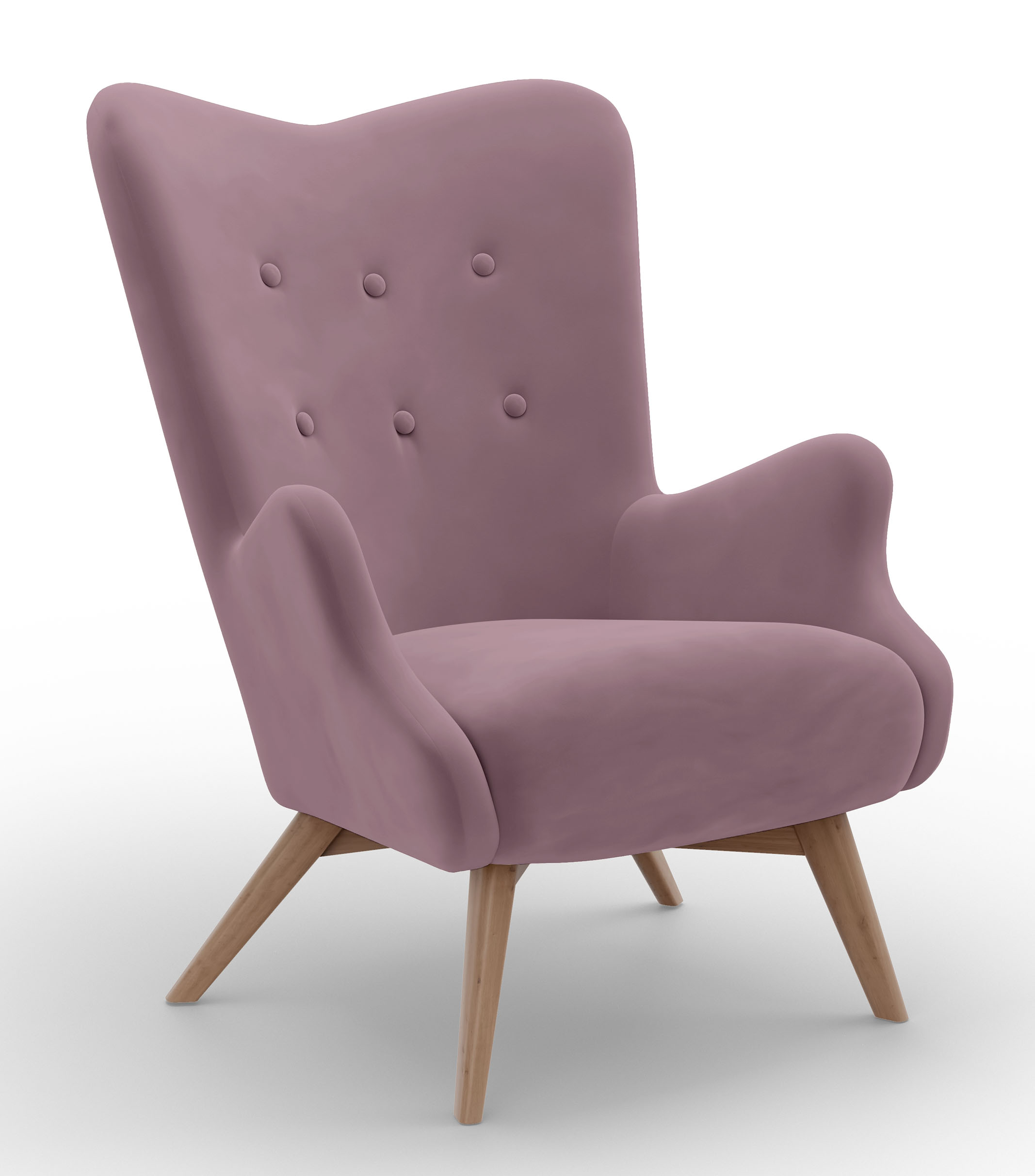 Fotel wypoczynkowy uszak Owlly jasnofioletowy welur - zdjęcie 1