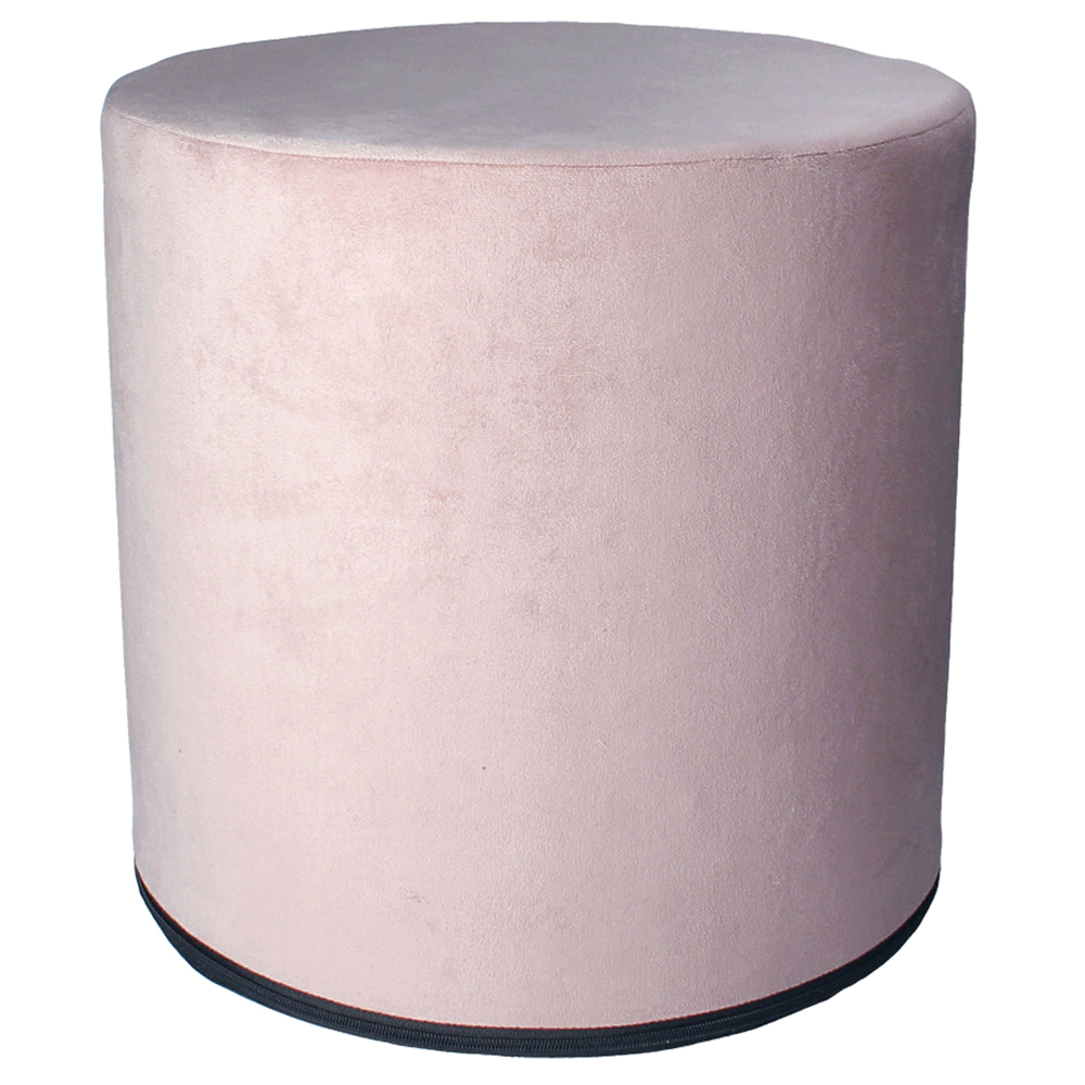 Pufa okrągła Fresvik różowy welur - zdjęcie 1