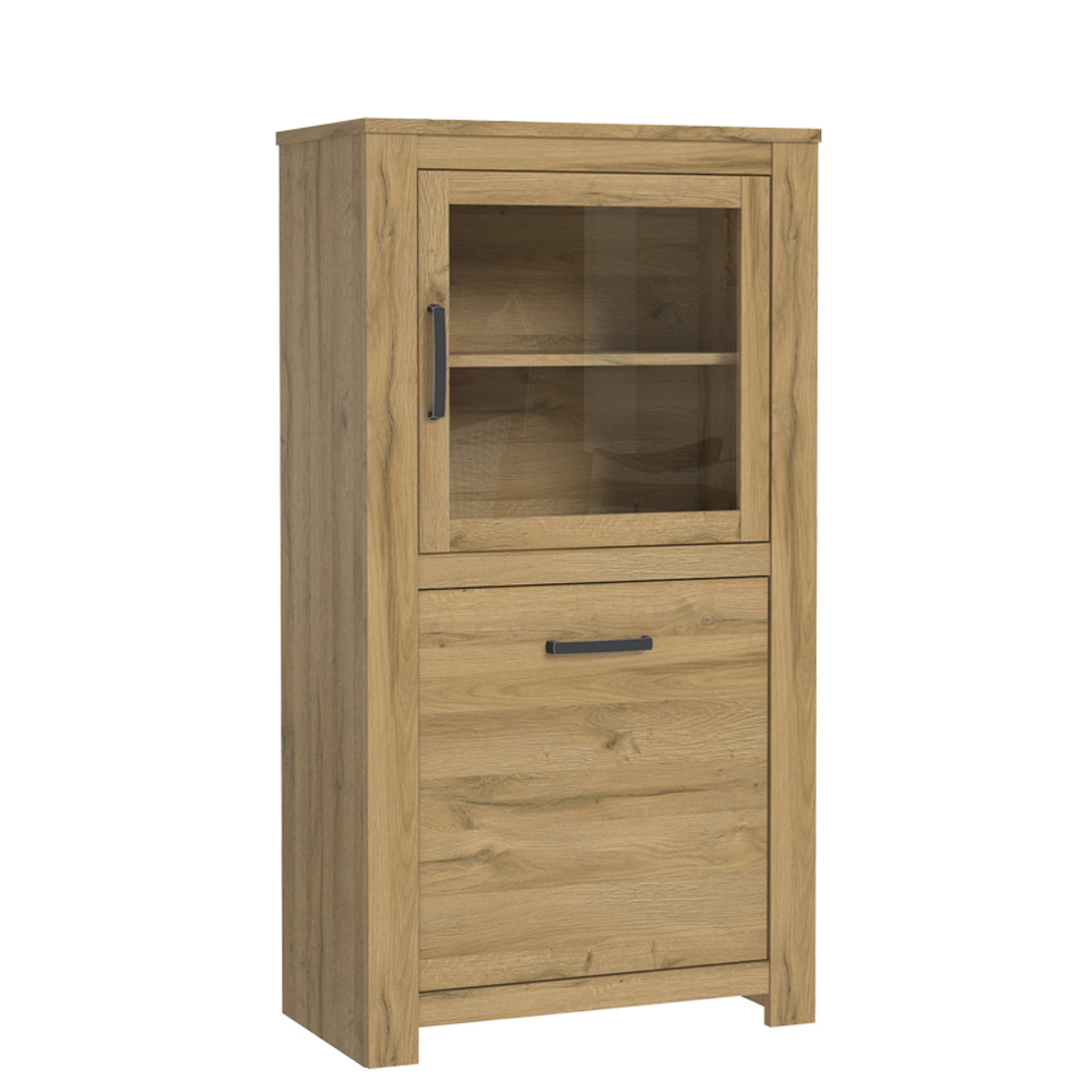 Witryna z przeszkleniem HVNV 77 cm lewostronna dąb postarzany - zdjęcie 1