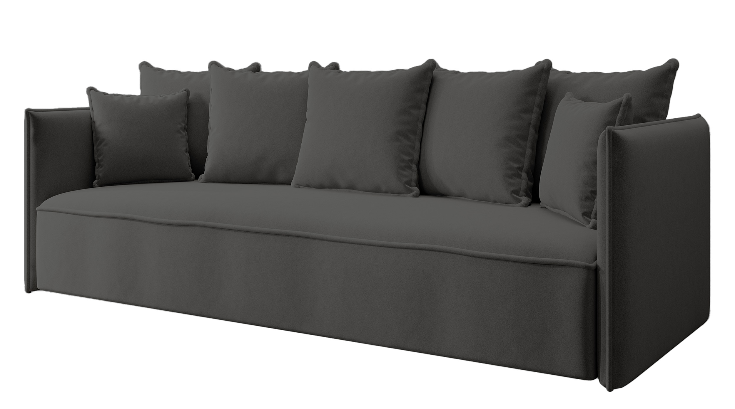 Kanapa rozkładana trzyosobowa Calabrio z pojemnikiem velvet ciemnoszara łatwoczyszcząca - zdjęcie 1