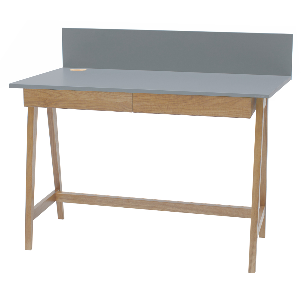 Biurko drewniane Luka 110x50 cm z dwoma szufladami Ciemnoszary - zdjęcie 7