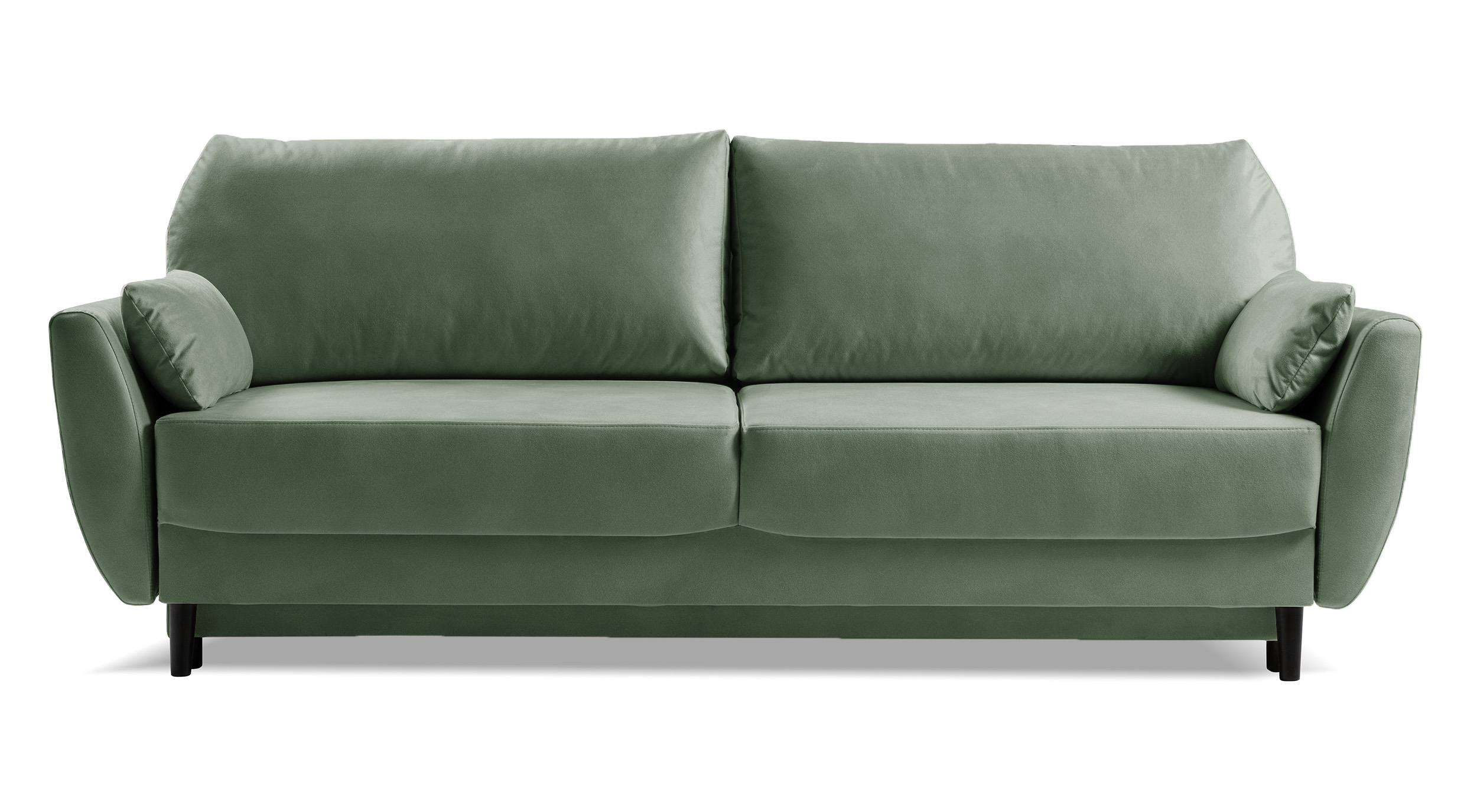 Kanapa rozkładana trzyosobowa Toivola z pojemnikiem jasnozielona velvet hydrofobowa - zdjęcie 1