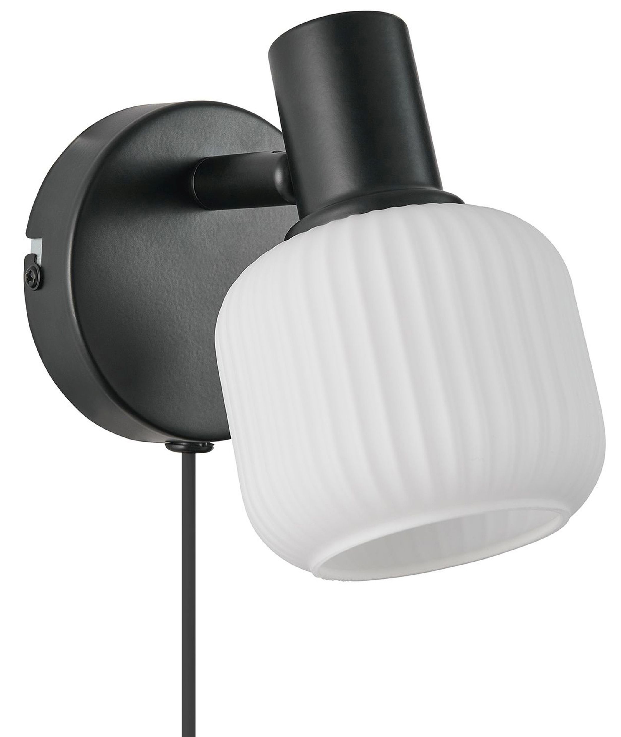 Kinkiet Milford czarny z białym kloszem - zdjęcie 1