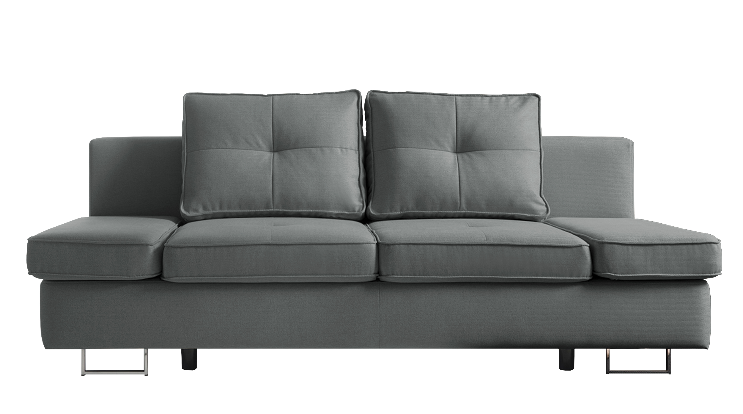 Kanapa rozkładana trzyosobowa Villare ciemnoszara z pojemnikiem i regulowanymi podłokietikami w tkaninie hydrofobowej welur - zdjęcie 1